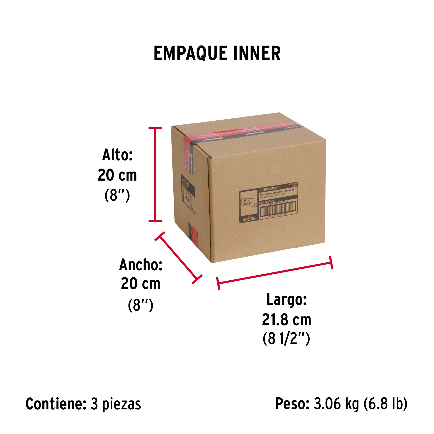Cerradura sobreponer, clásica, fácil, tetra, izq., blister