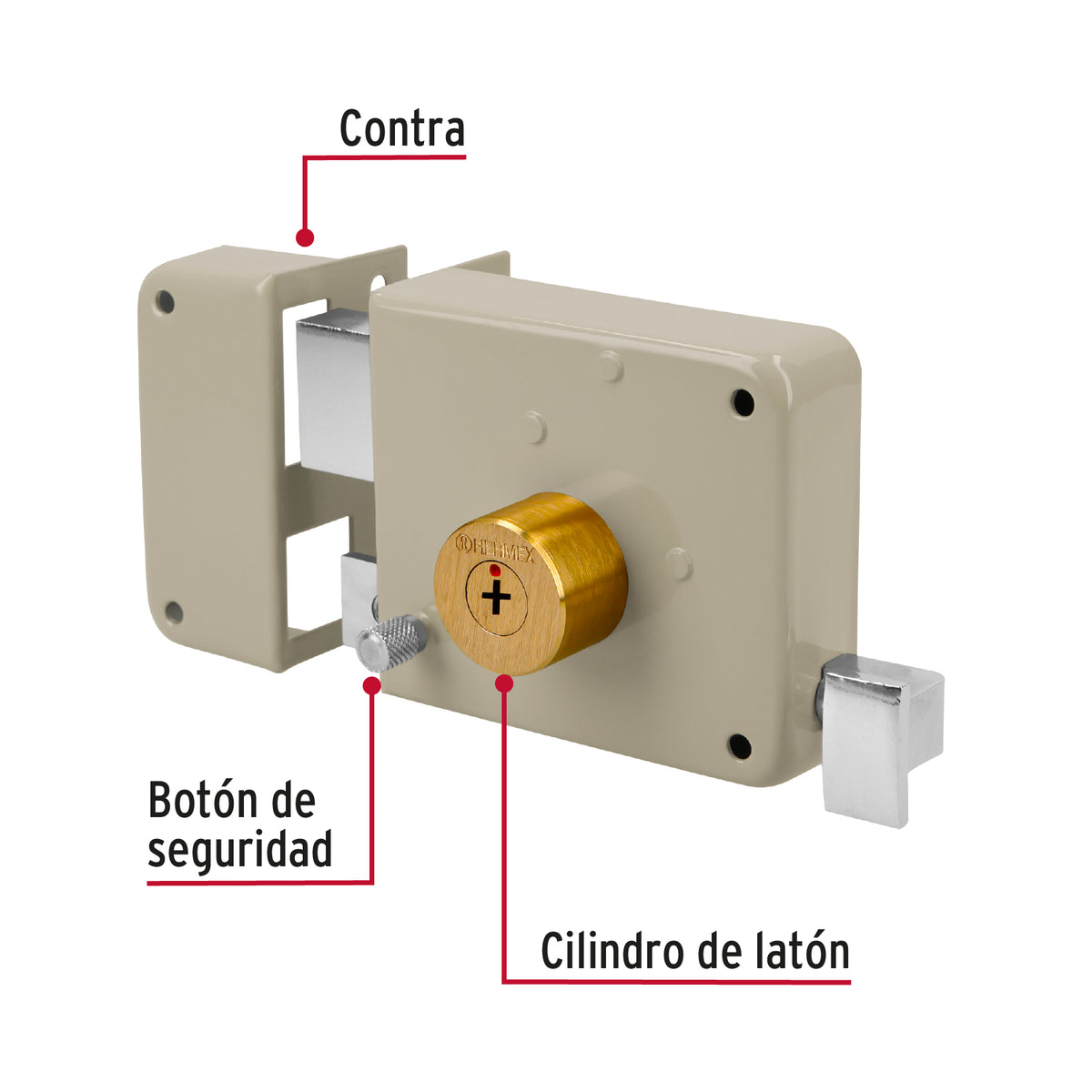 Cerradura sobreponer, clásica, fácil, tetra, izq., blister