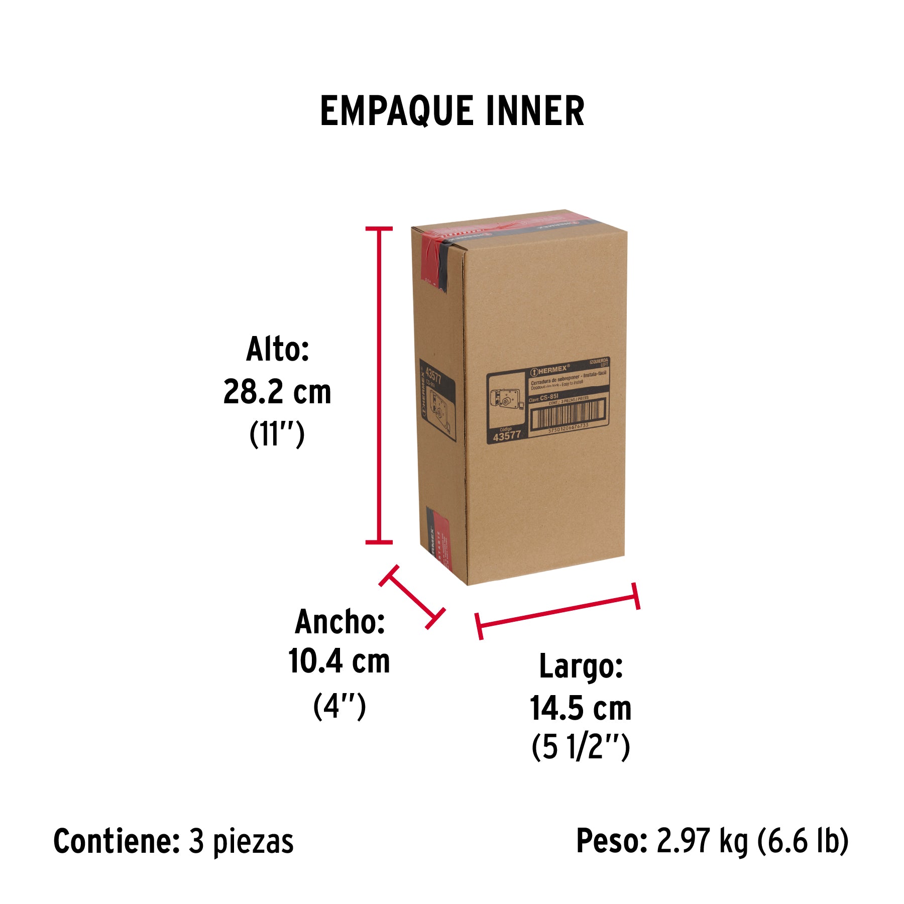 Cerradura de sobreponer, clásica, instala-fácil, tetra, izq