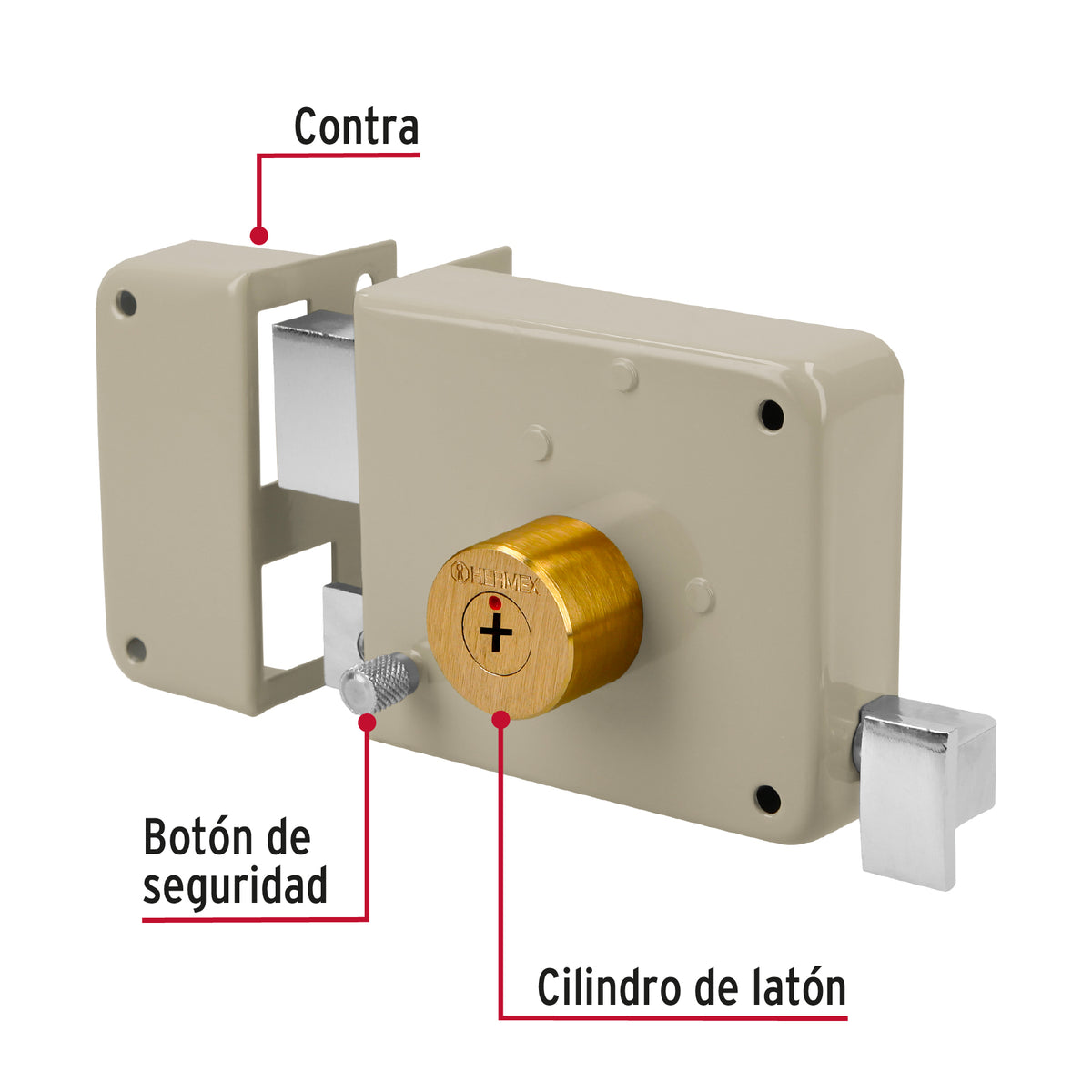 Cerradura de sobreponer, clásica, instala-fácil, tetra, izq