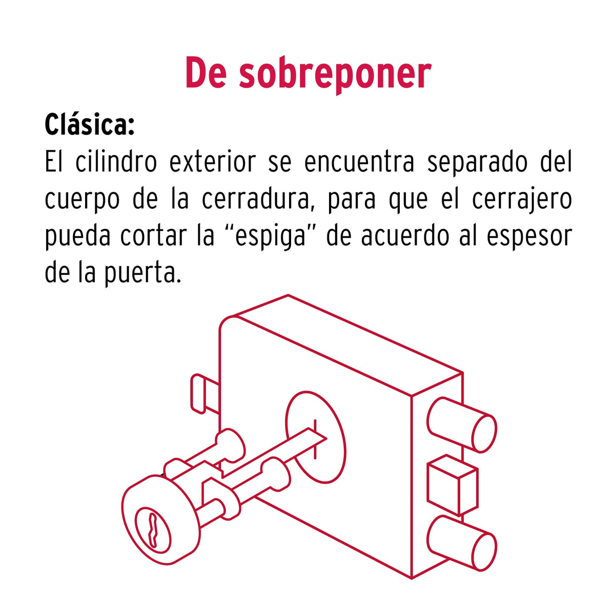 Cerradura de sobreponer, doble cerrojo, derecha