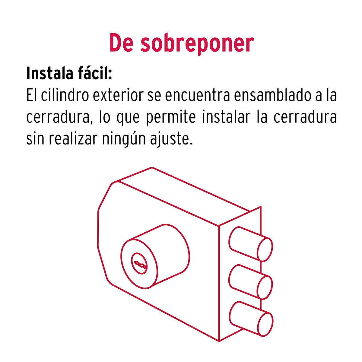 Cerradura de sobreponer, 3 barras