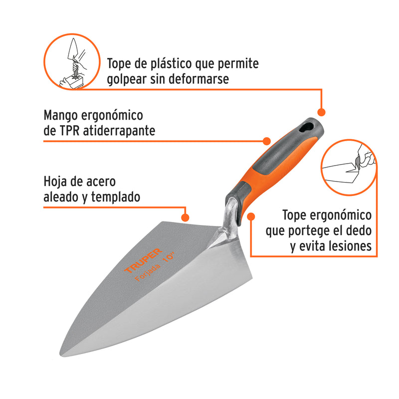 Cuchara para albañil tipo Filadelfia 10" mango bicolor