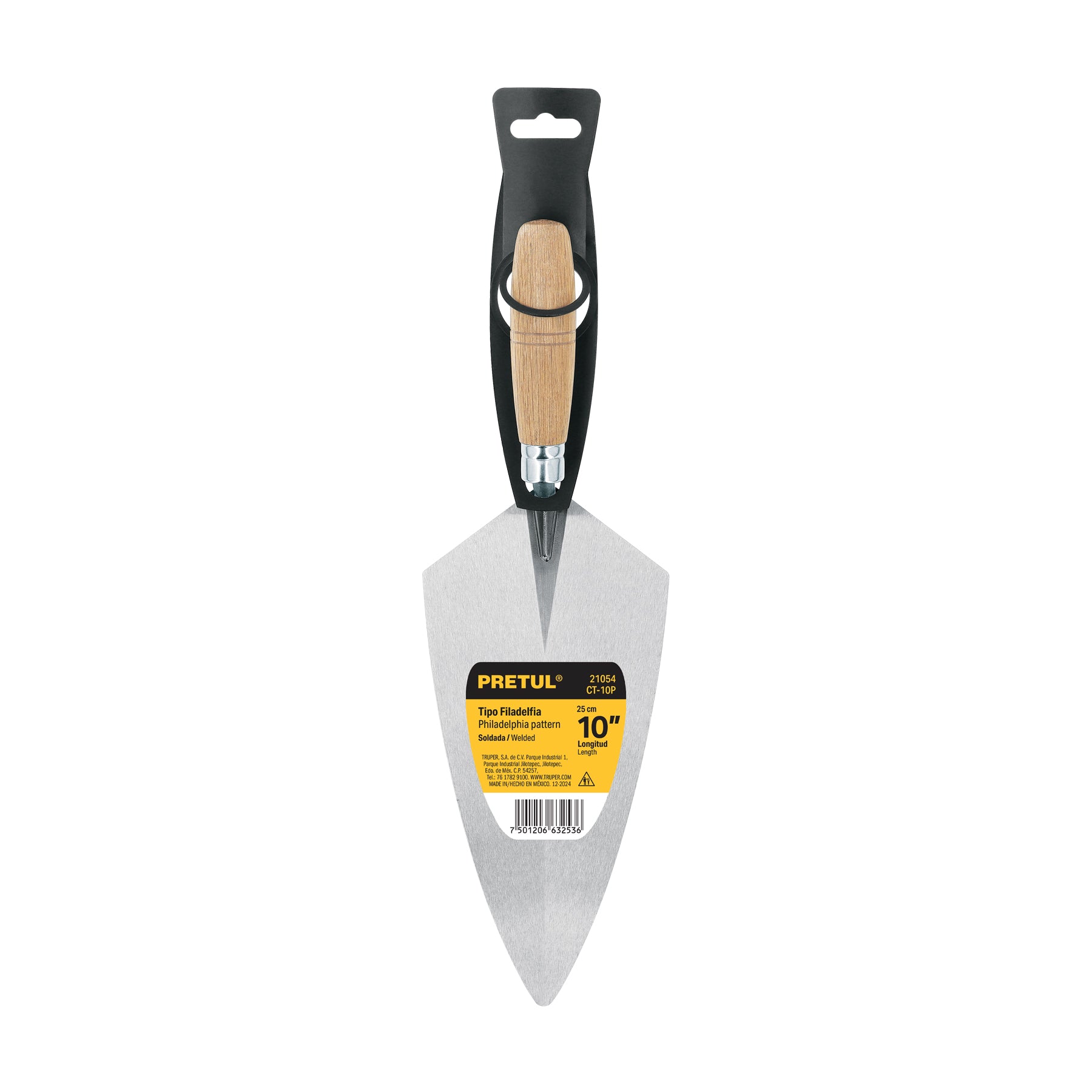 Cuchara para albañil, tipo filadelfia, 10" pretul