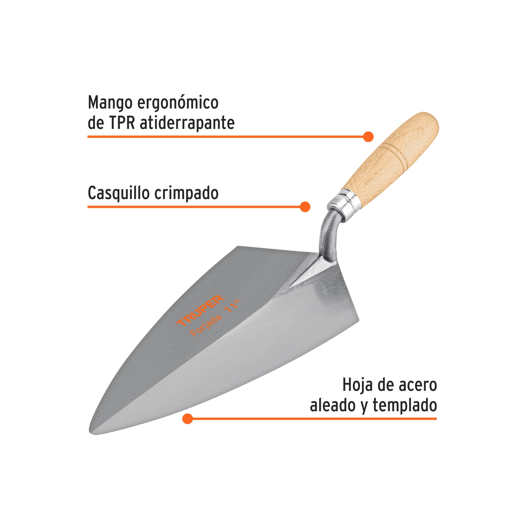 Cuchara para albañil, tipo filadelfia, 11"