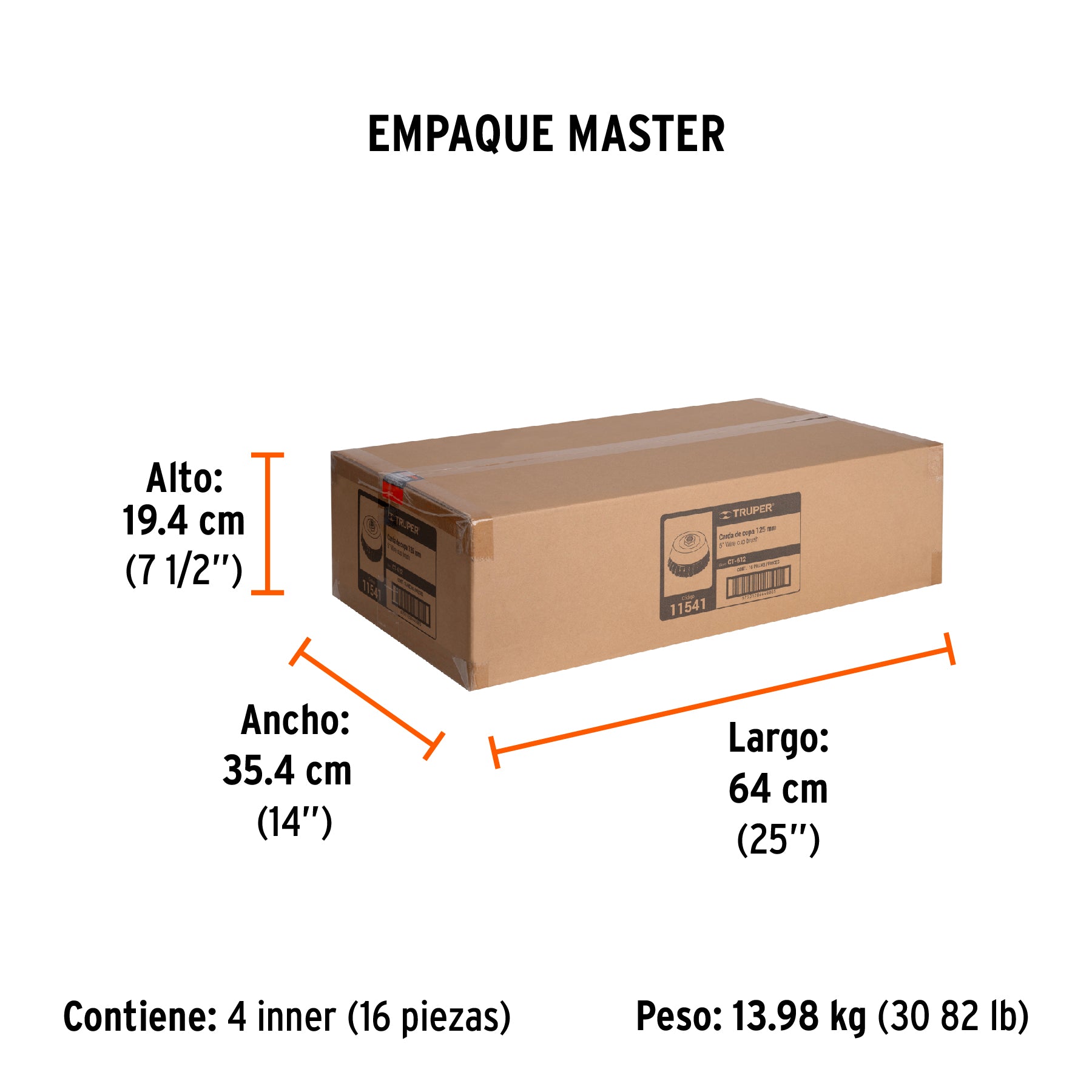 Carda de copa, alambre trenzado fino, 5" para esmeril