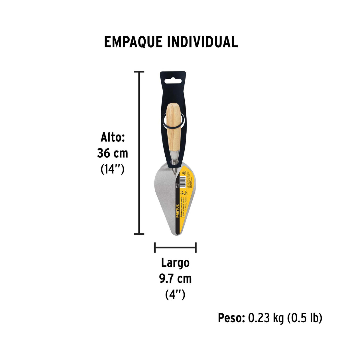 Cuchara para albañil, 7", Pretul, tipo centroamericana