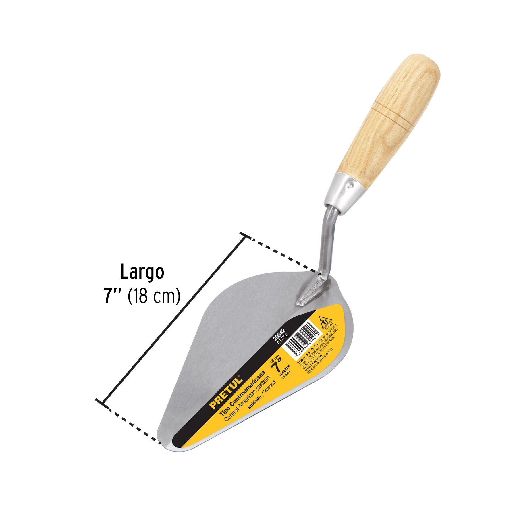 Cuchara para albañil, 7", Pretul, tipo centroamericana