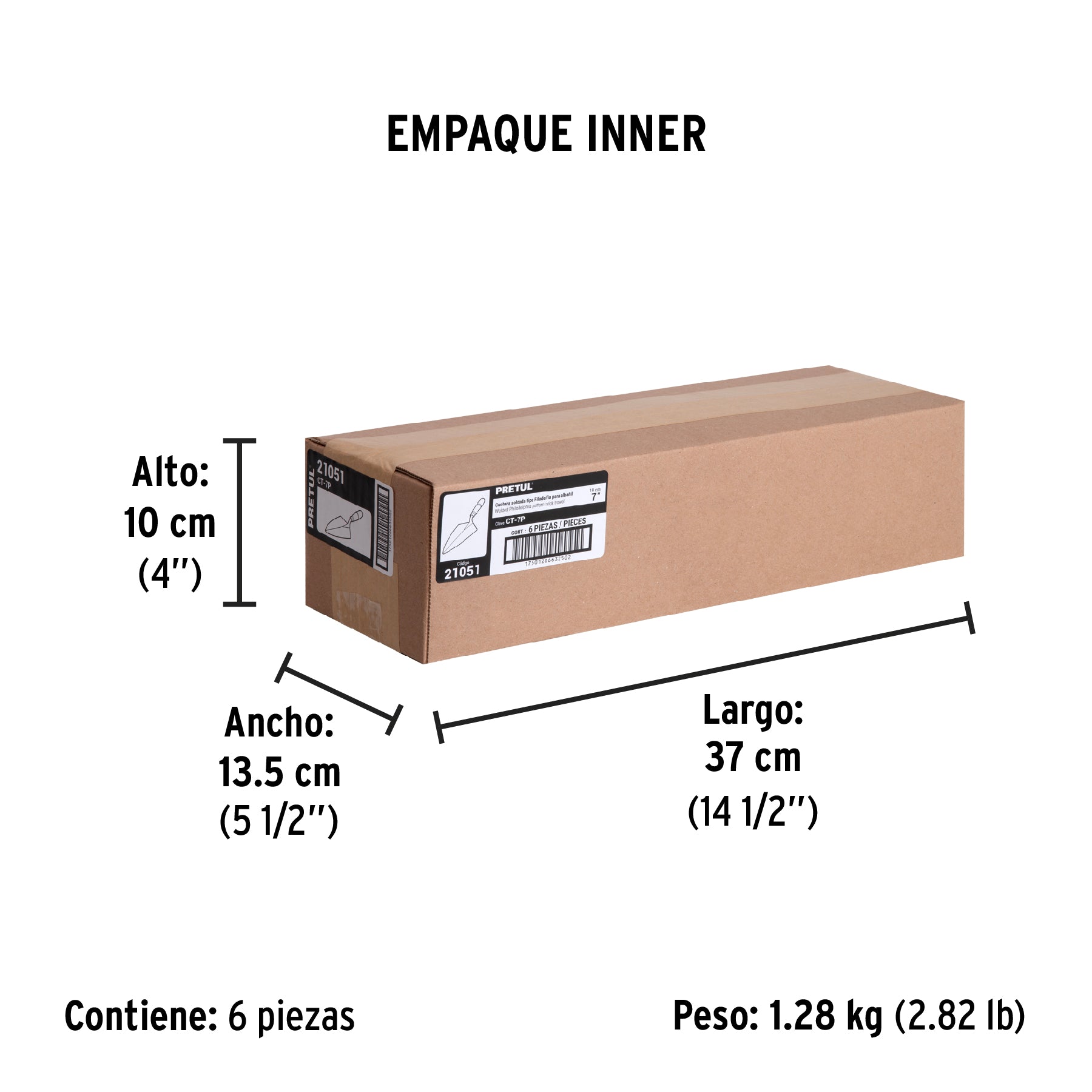 Cuchara para albañil, tipo filadelfia, 7" pretul