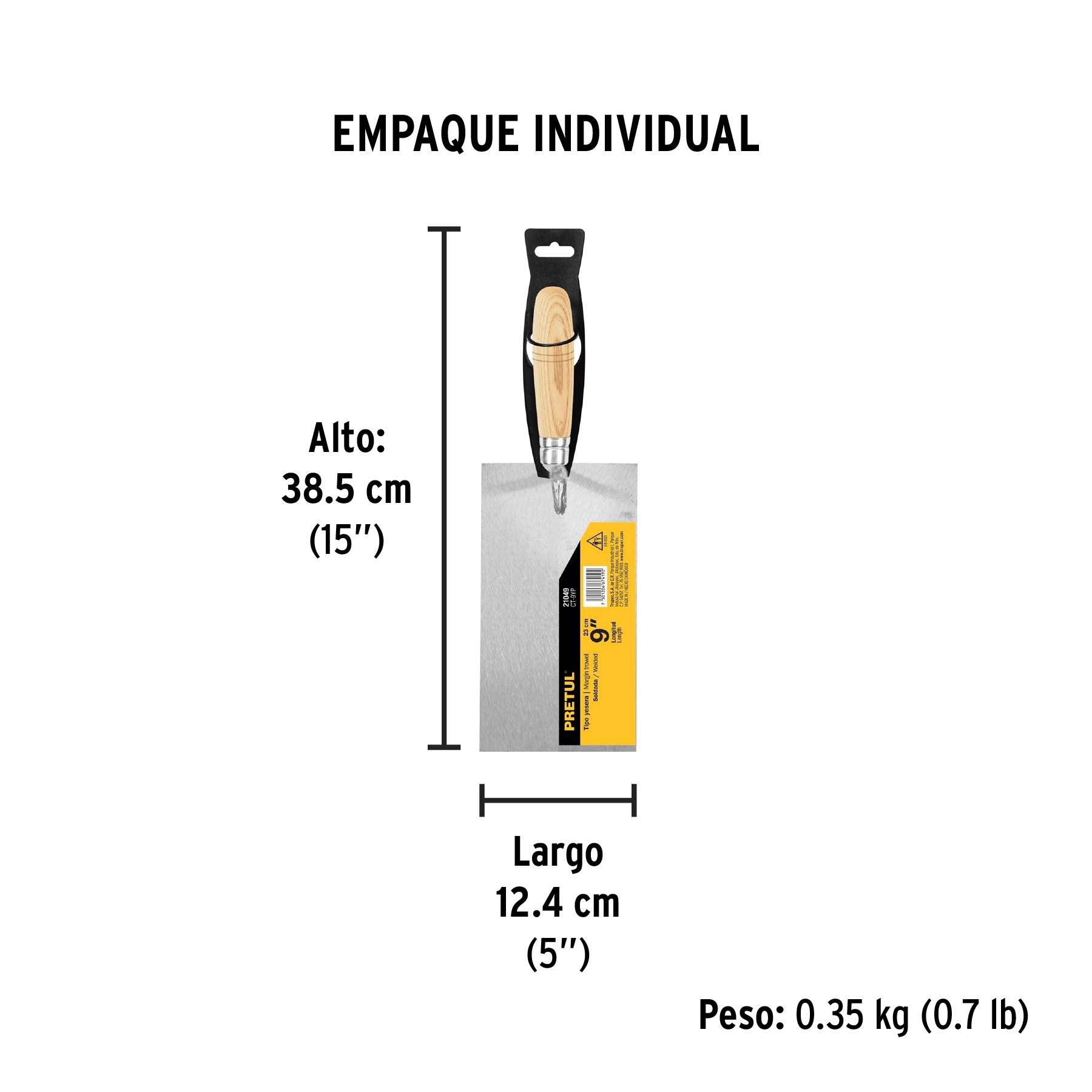 Cuchara para albañil, 9", yesera, Pretul