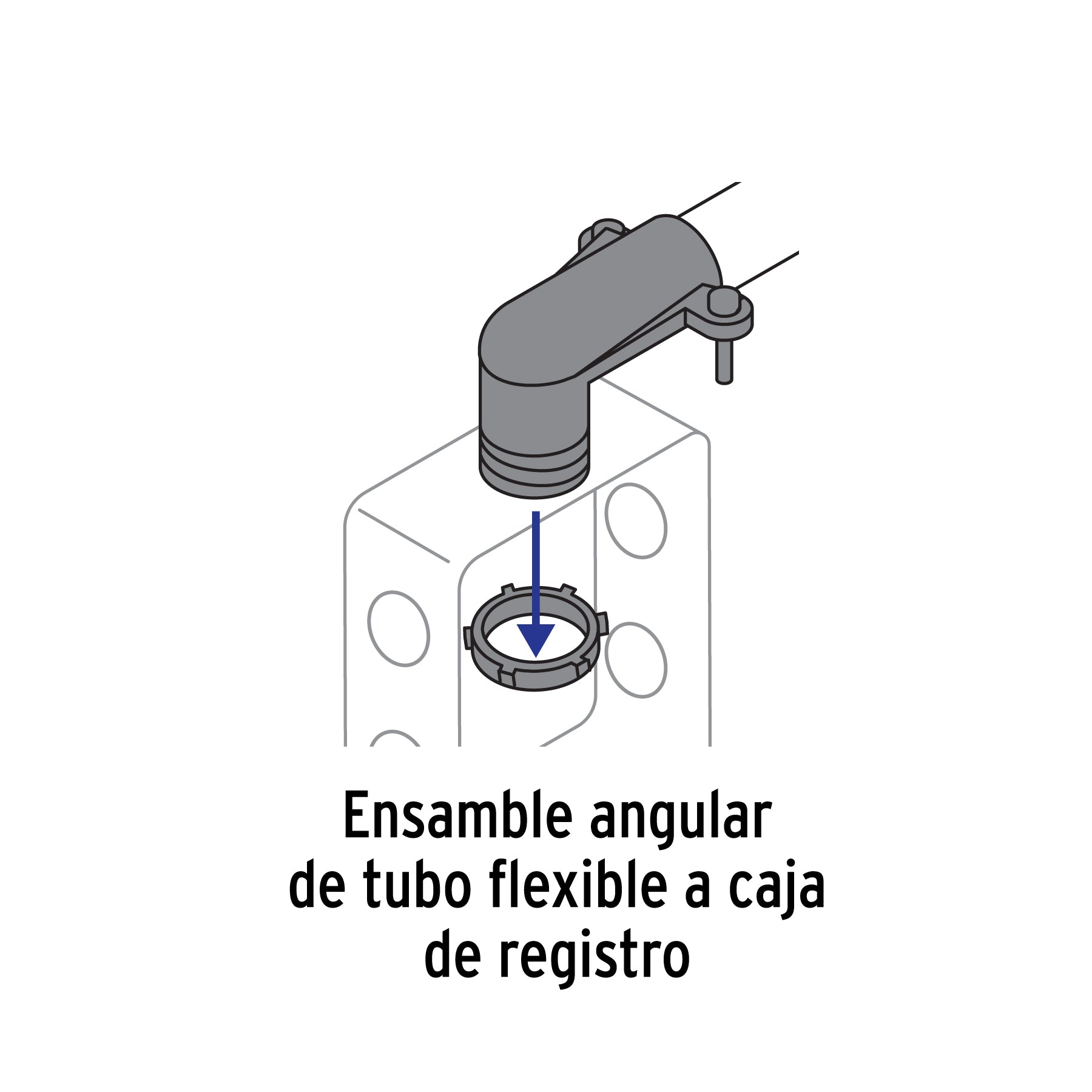 Conector tubo flexible 1" curvo, Volteck