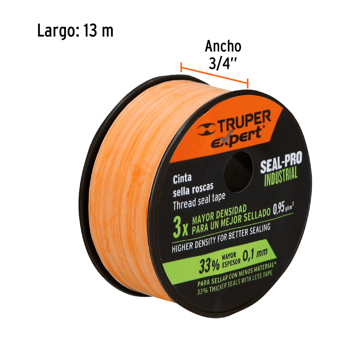 Cinta sella roscas, uso industrial, 13 m, 3/4"