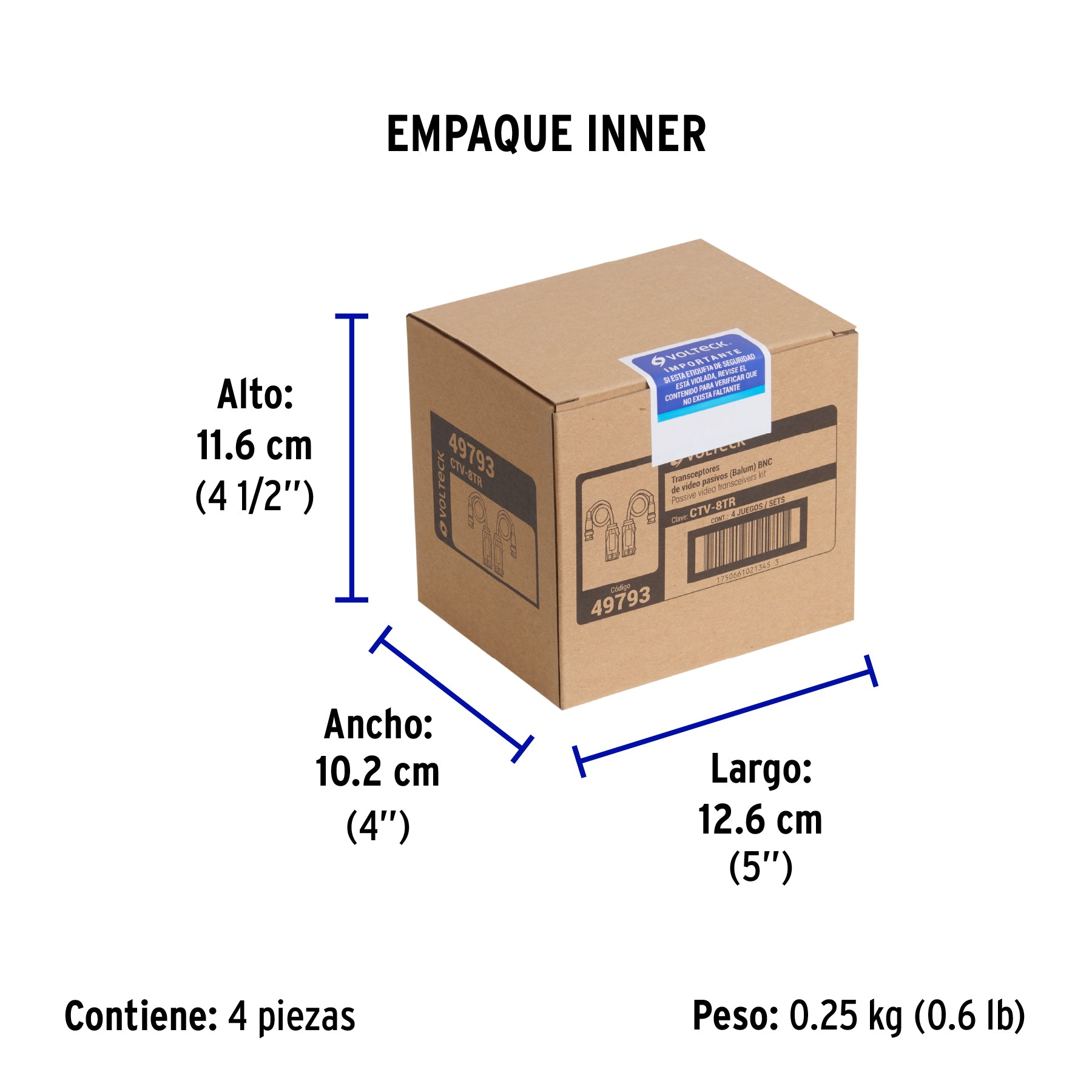 Par de Transceptores Pasivos Video Balun, hasta 8MP, Volteck