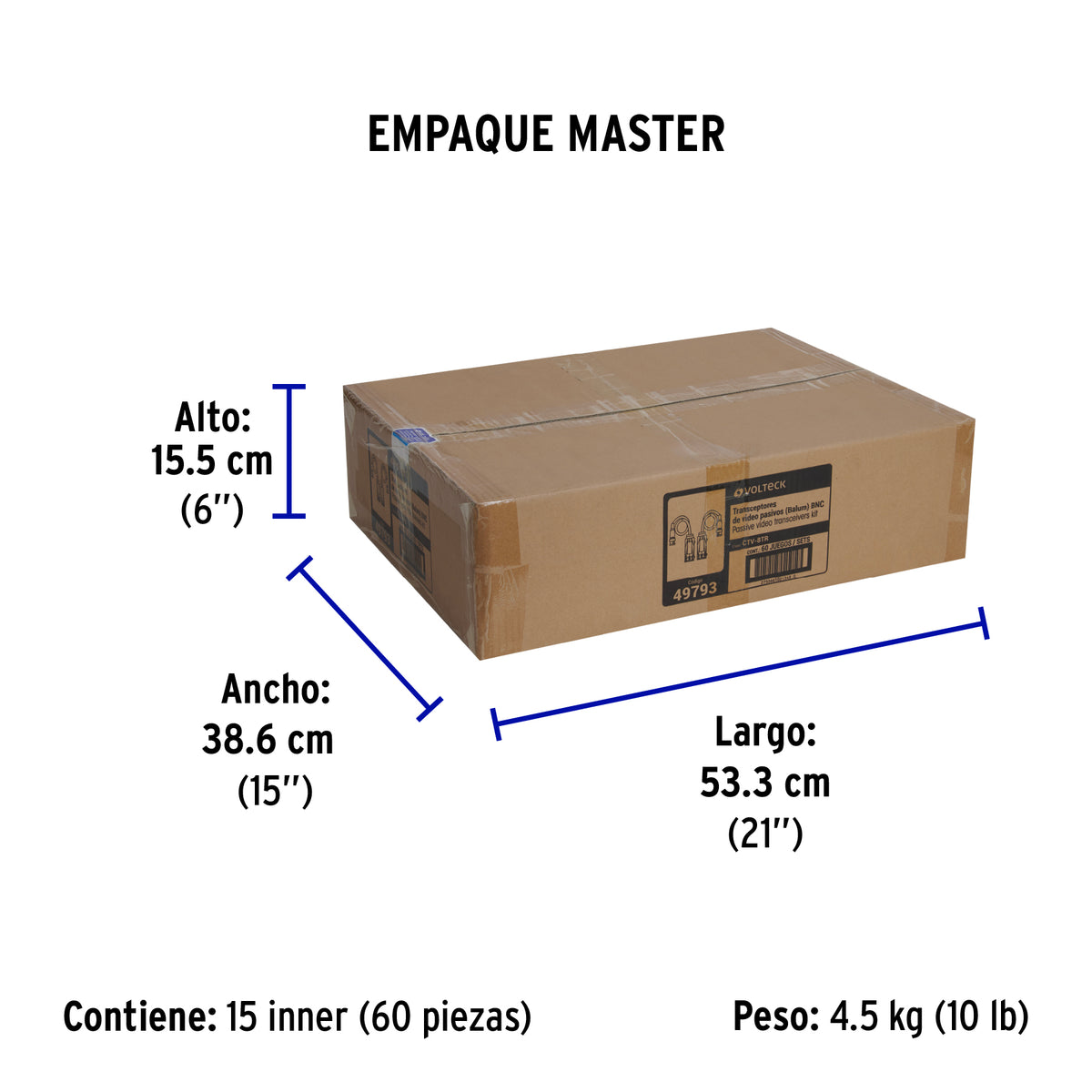Par de Transceptores Pasivos Video Balun, hasta 8MP, Volteck