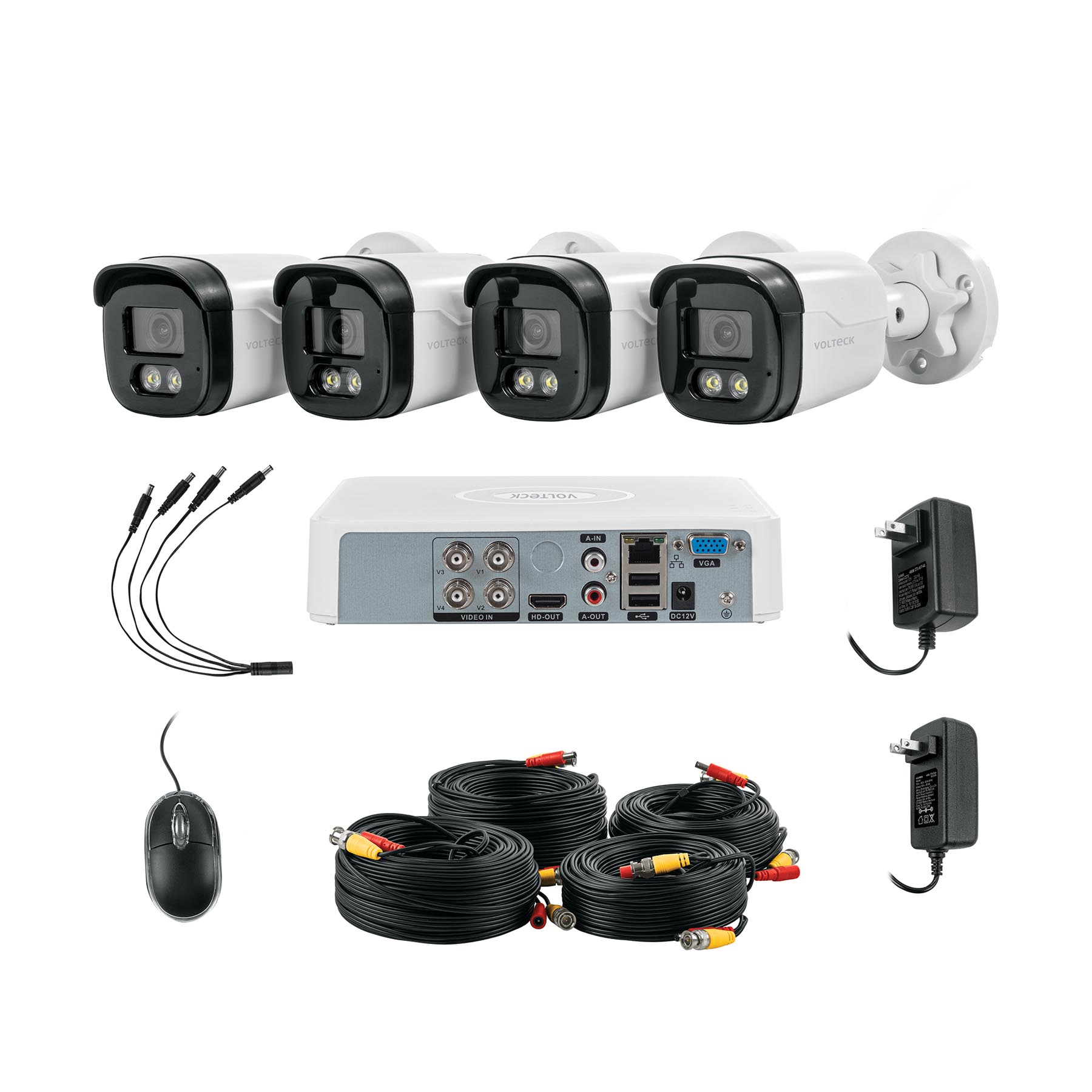 Kit video vigilancia, 4 canales, 4 cámaras, 5MP, Disco 1TB