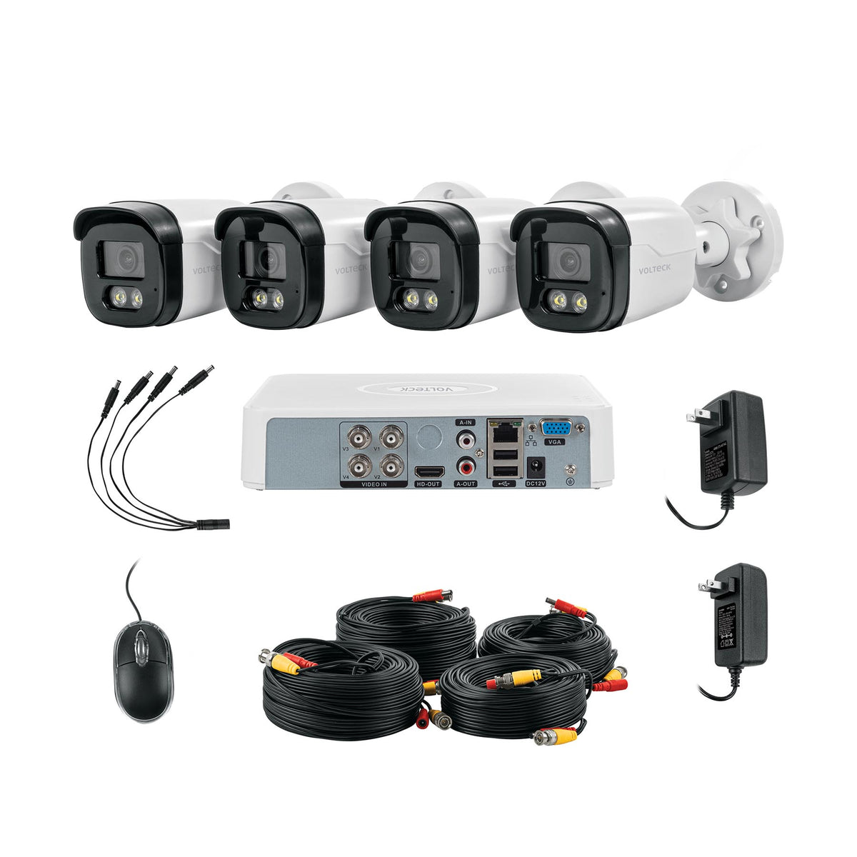 Kit video vigilancia, 4 canales, 4 cámaras, 5MP, Disco 1TB