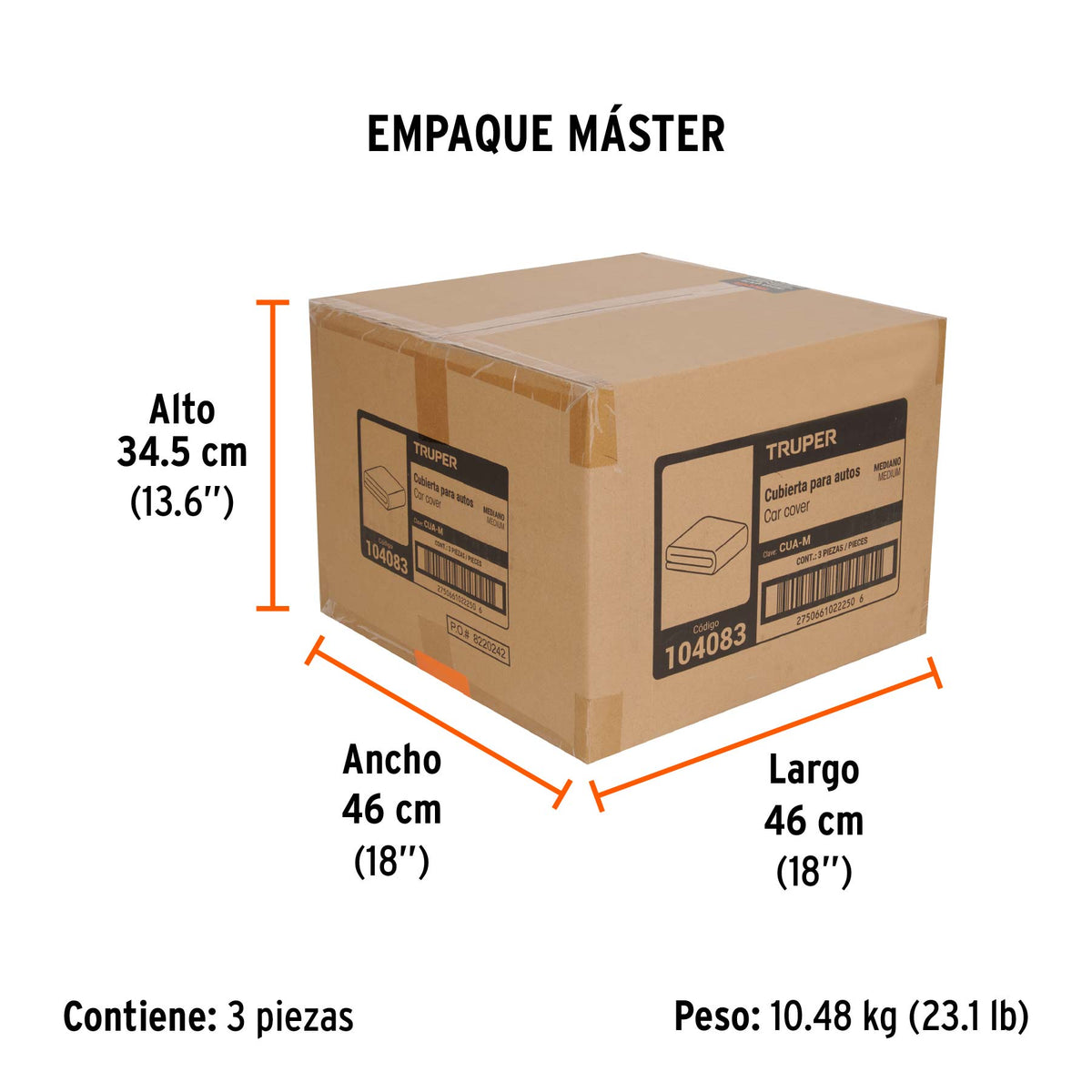 Cubierta para autos medianos, 1.8 x 5.0 x 1.2 m, TRUPER