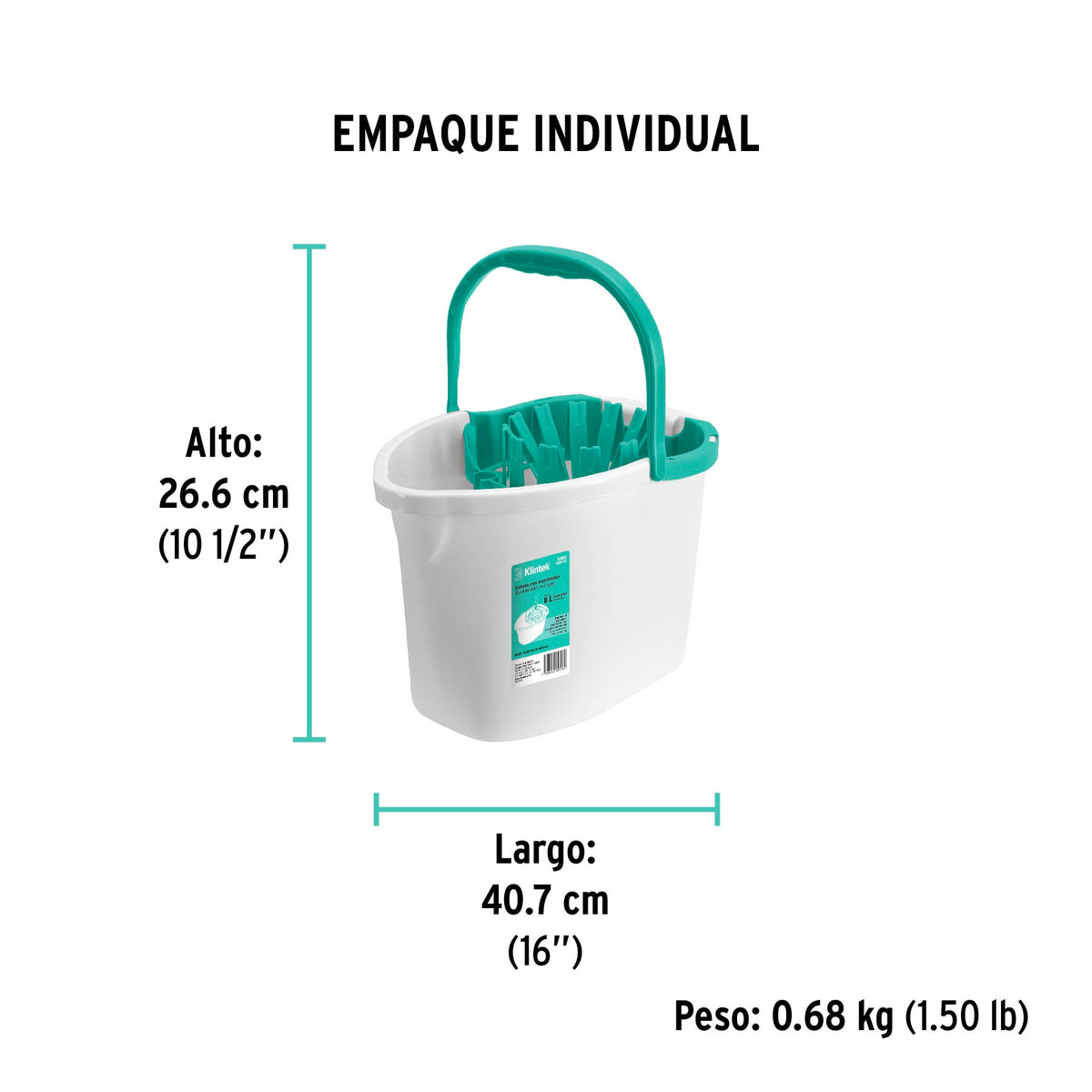Cubeta plástica con exprimidor, 8L Klintek