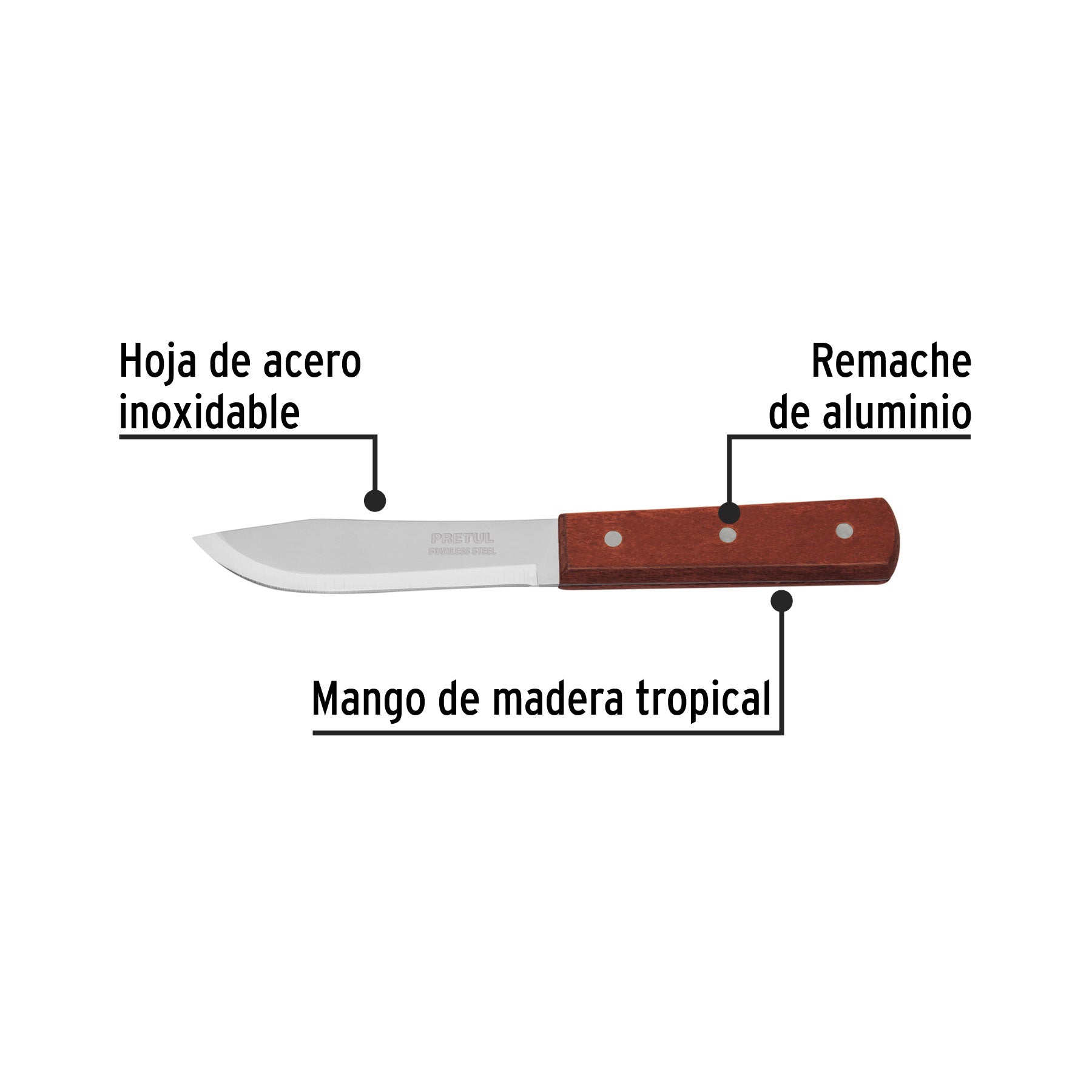 Cuchillo cebollero, mango madera, 5"