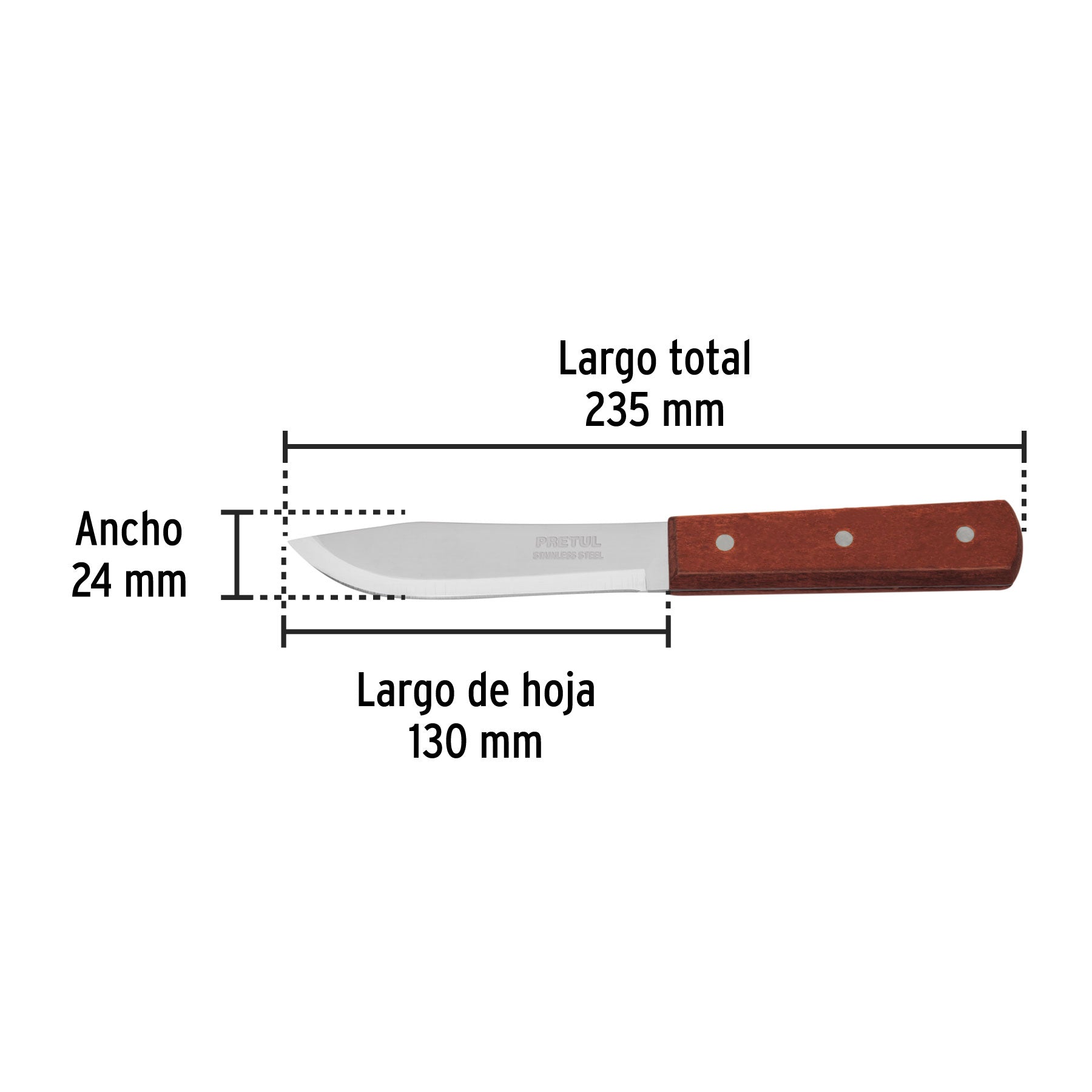 Cuchillo cebollero, mango madera, 5"