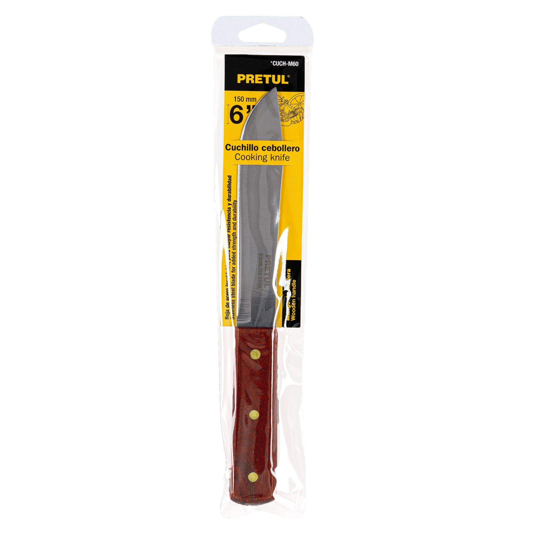 Cuchillo cebollero, mango madera, 6"