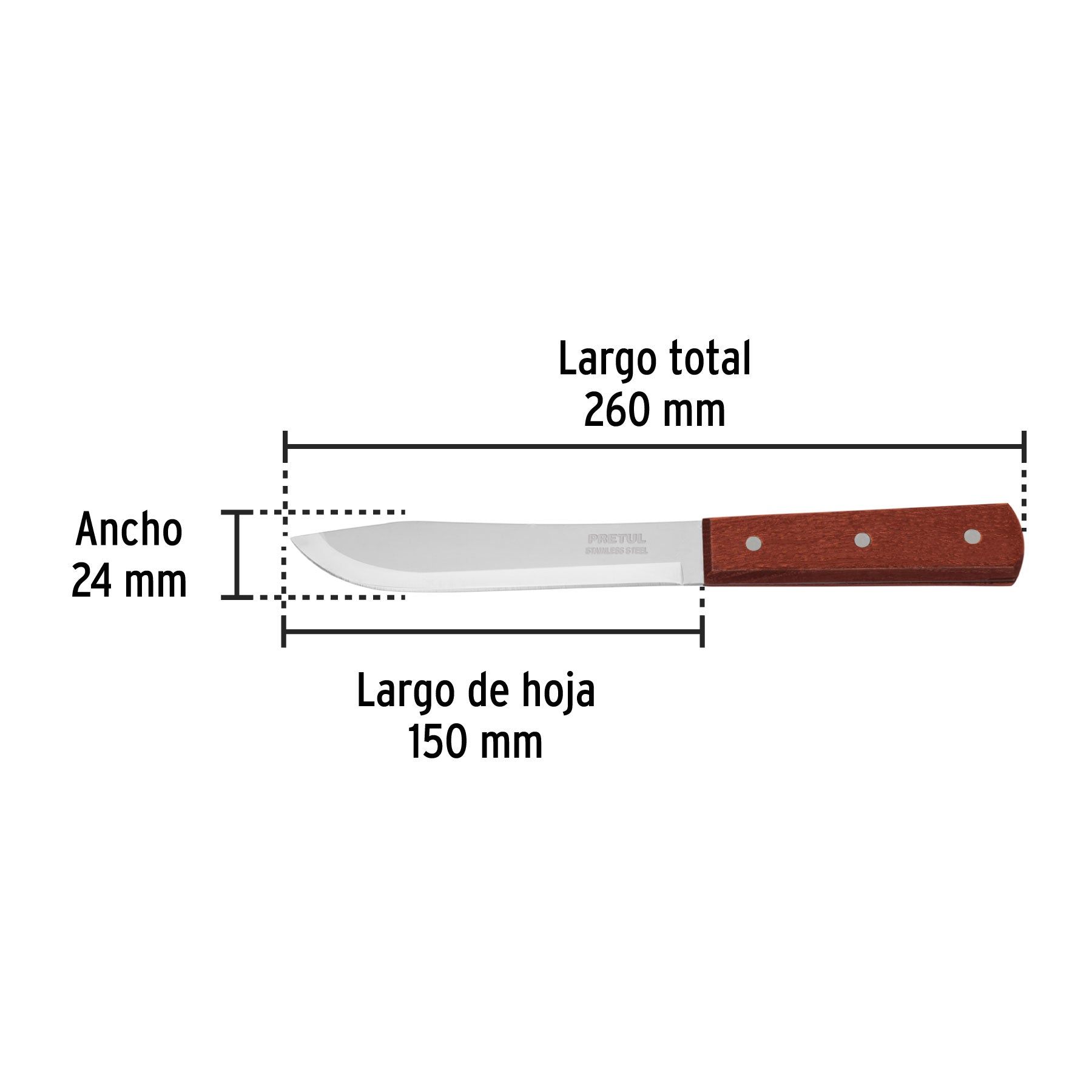 Cuchillo cebollero, mango madera, 6"
