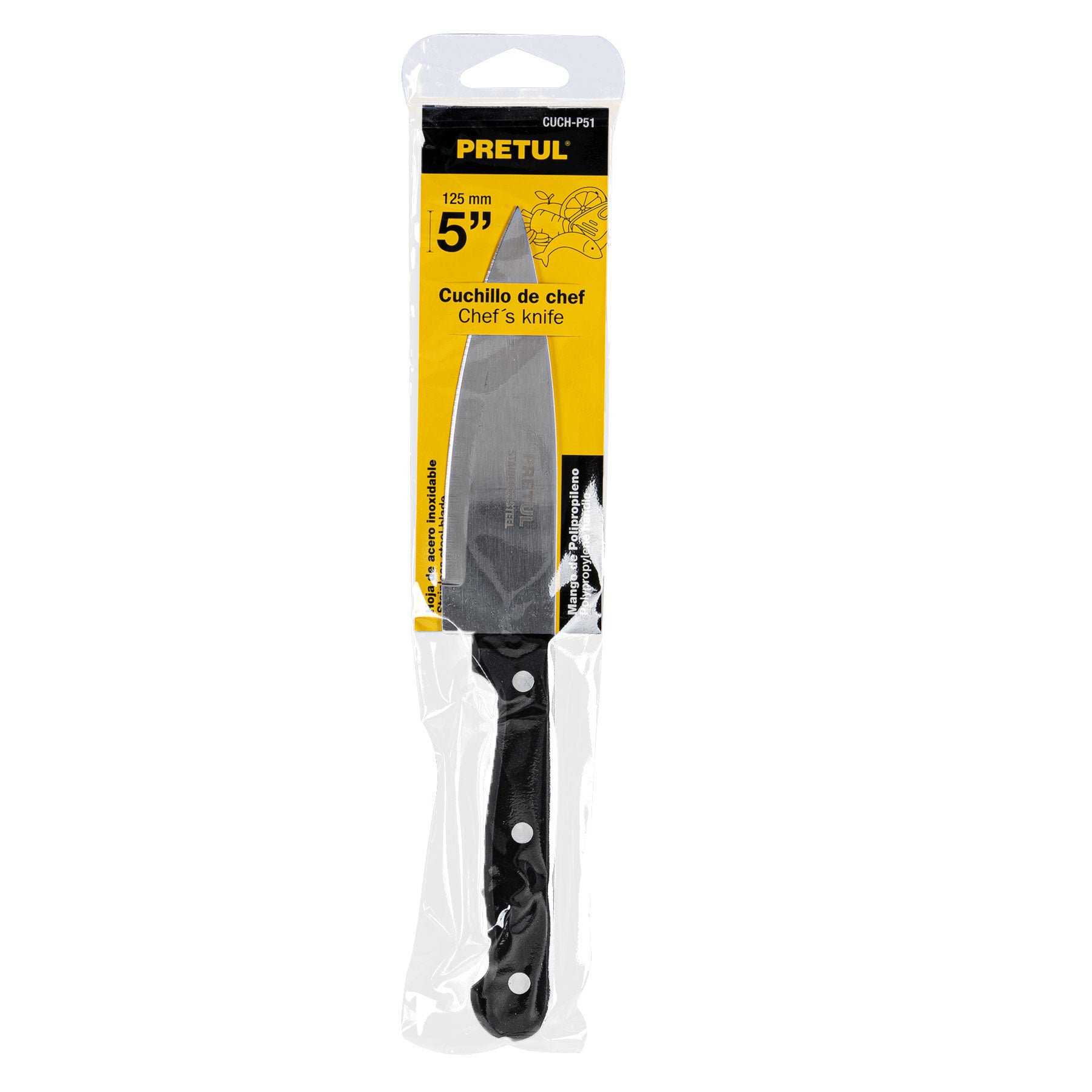 Cuchillo de chef, mango plástico, 5"