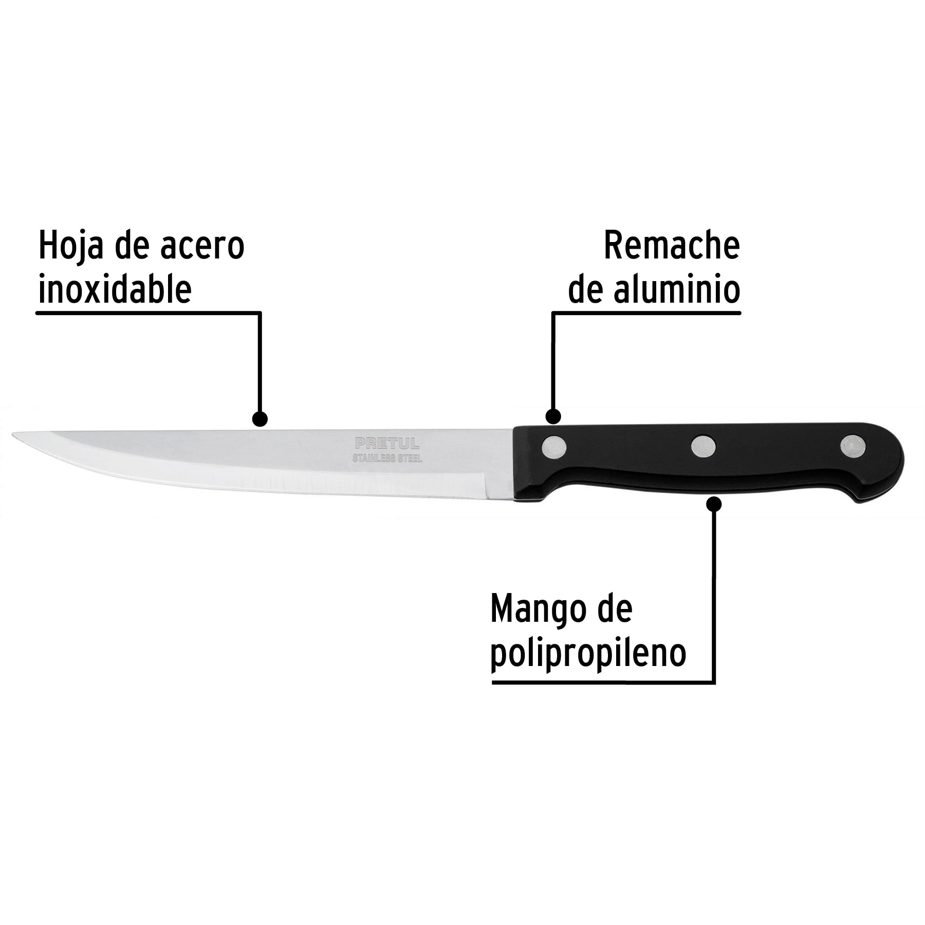 Cuchillo para asado liso, mango plástico, 5"