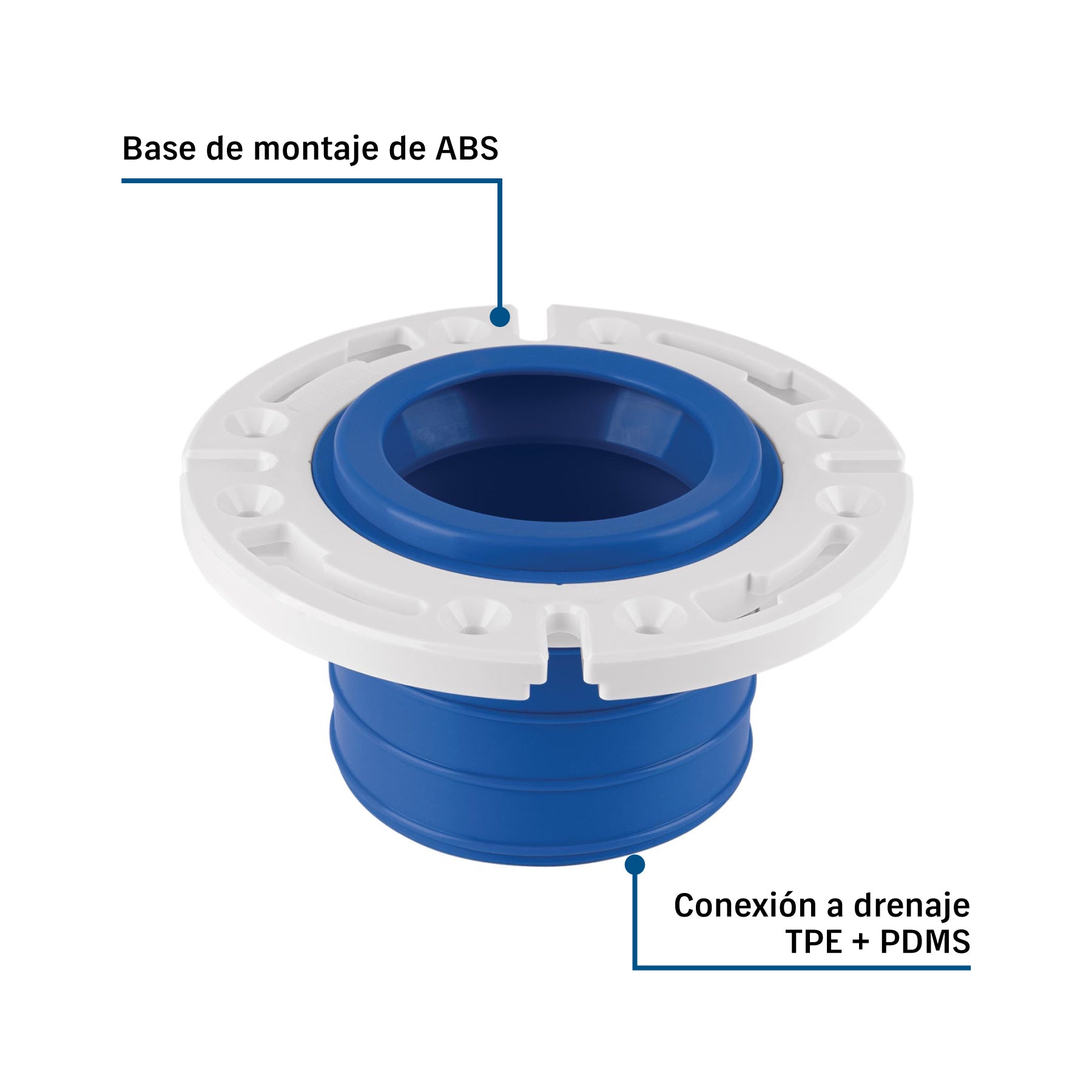Brida con cuello flexible para WC, tubería de 4', FOSET