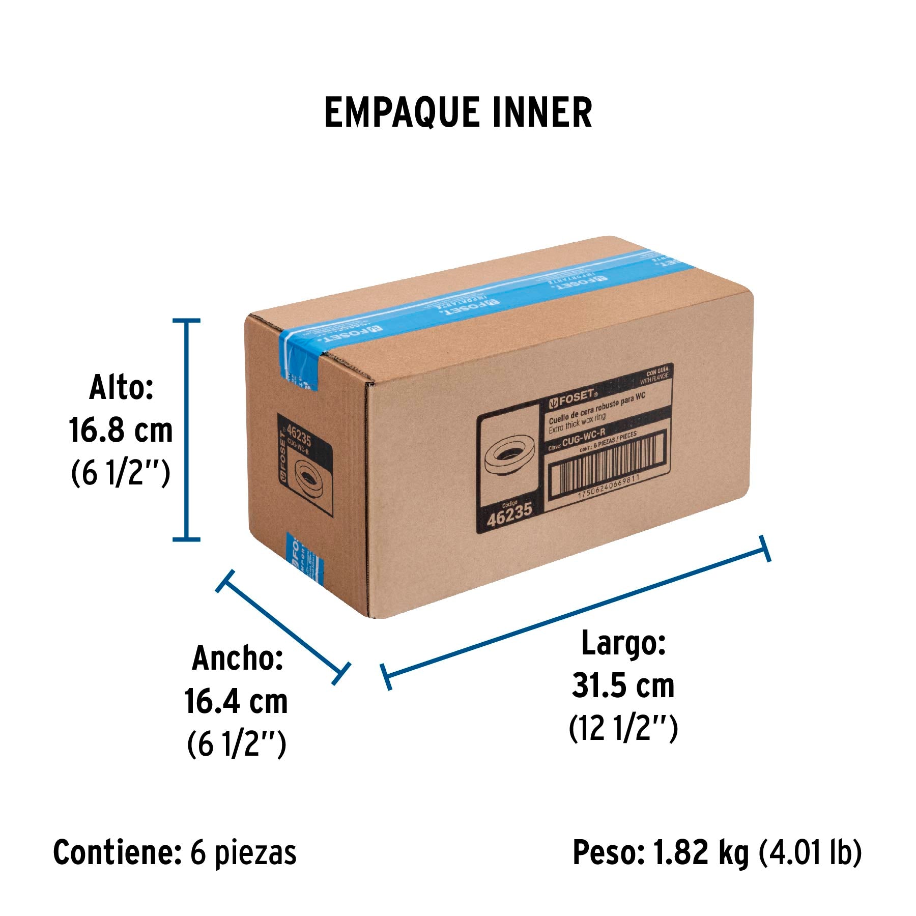 Cuello de cera con guía para WC, robusto, 250 g