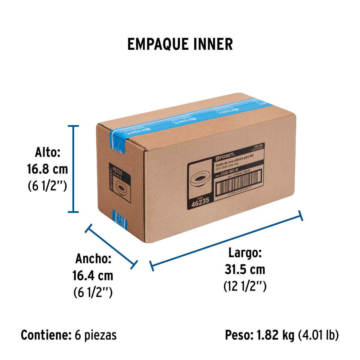 Cuello de cera con guía para WC, robusto, 250 g