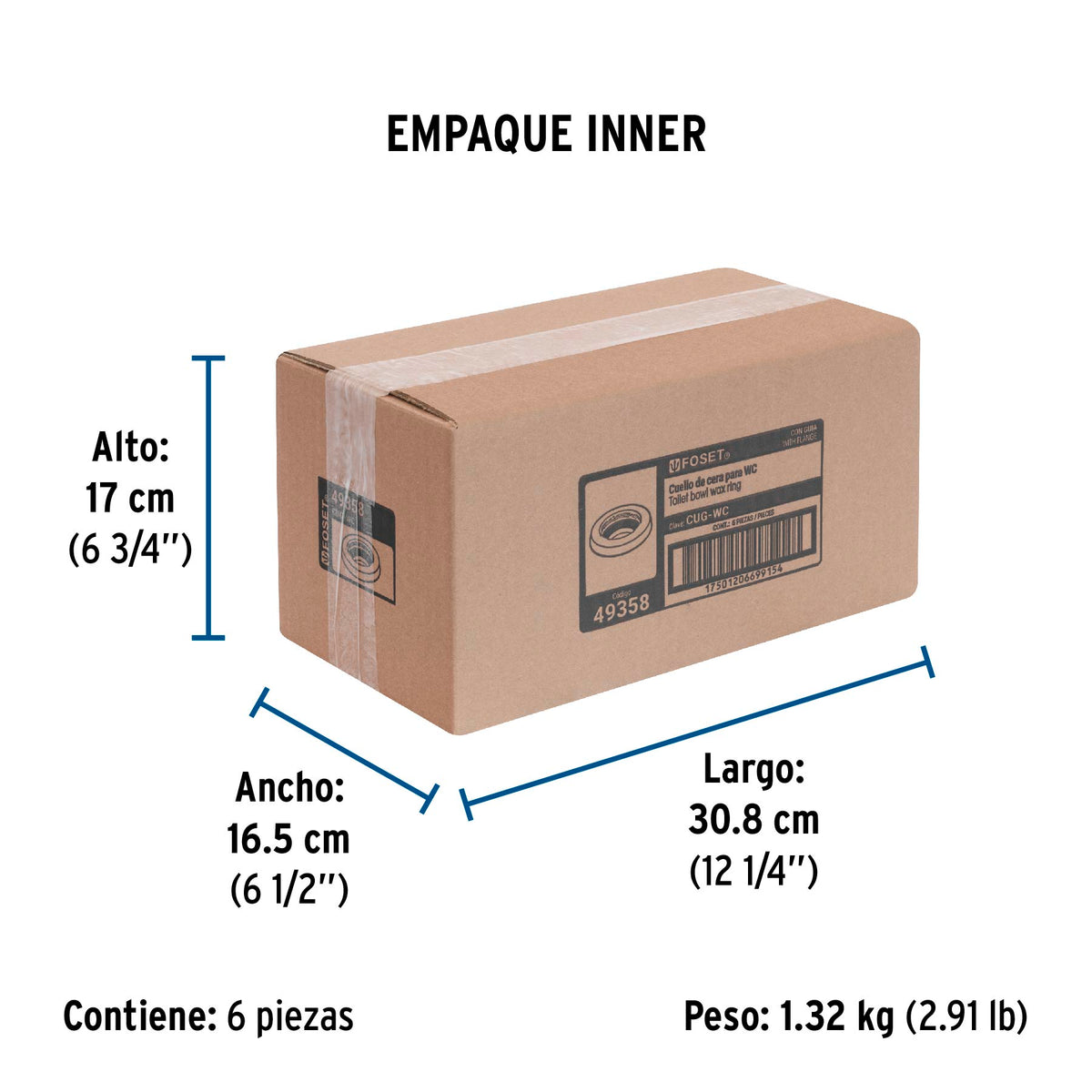 Cuello de cera con guía para WC, 170 g