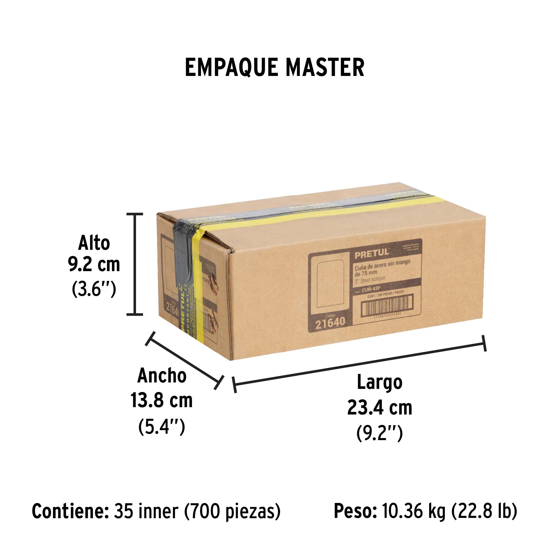 Cuña de 4 X 3", sin mango, Pretul, bolsa 20 piezas