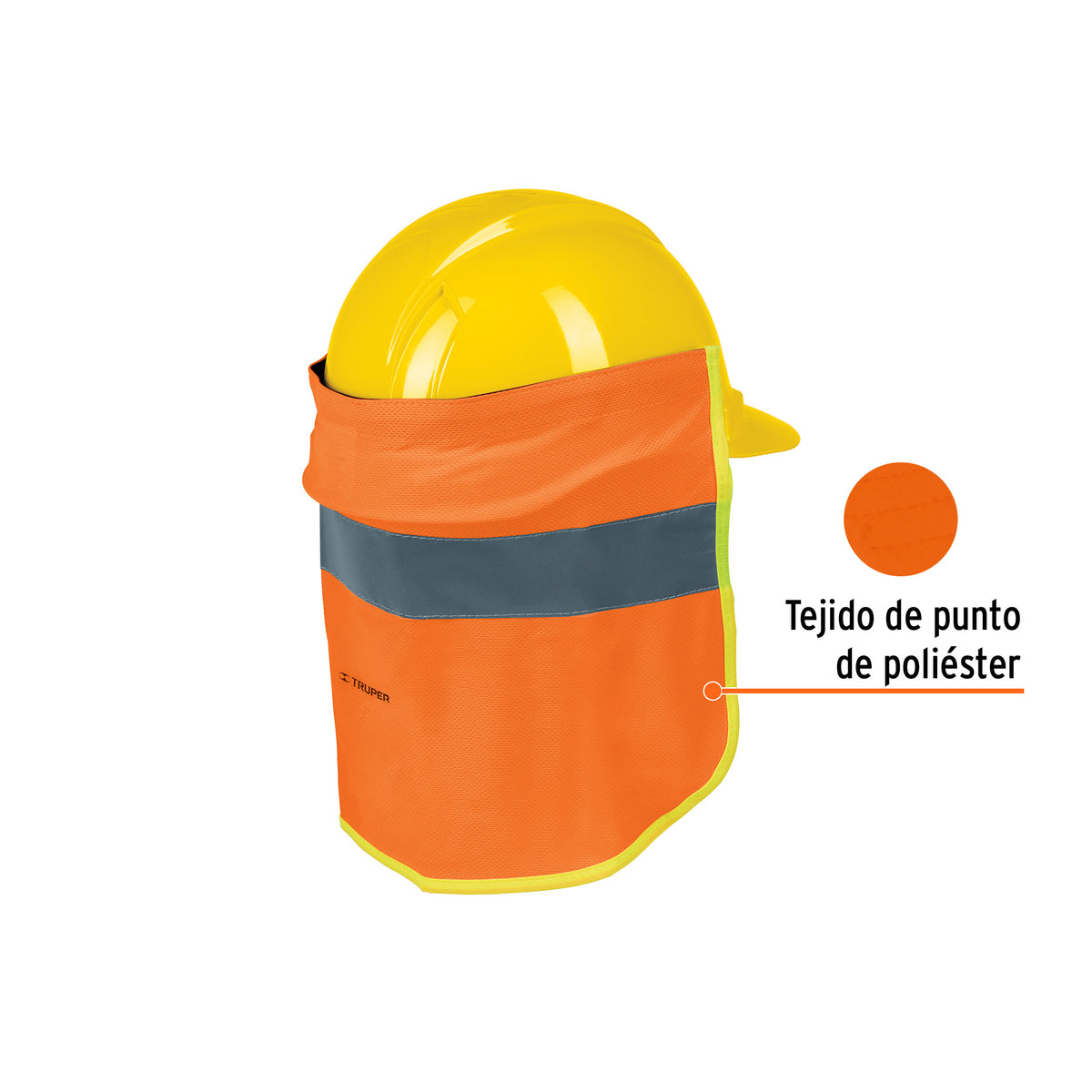Cubrenuca para casco, con reflejante color naranja, 30 cm