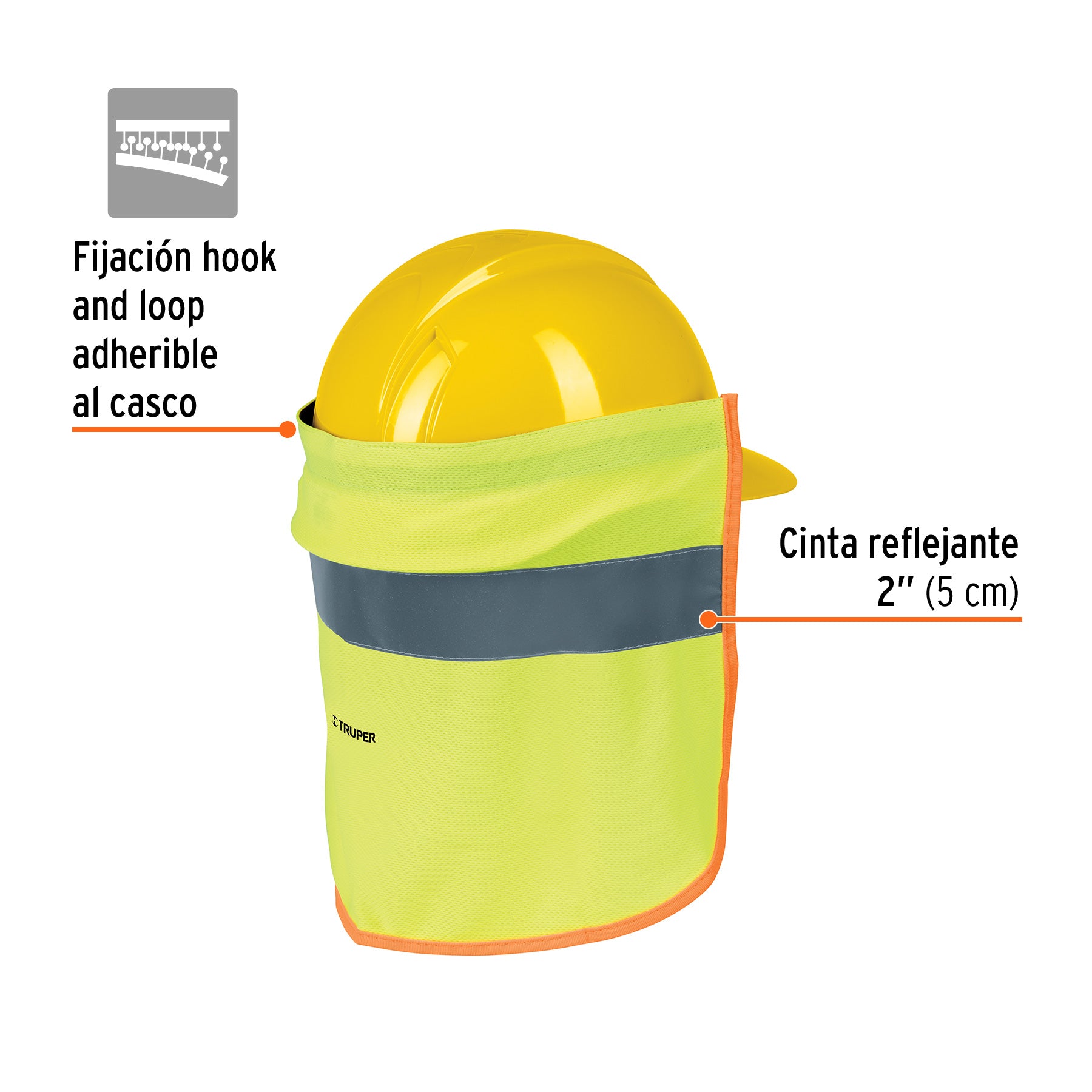 Cubrenuca para casco, con reflejante, color verde, 30 cm