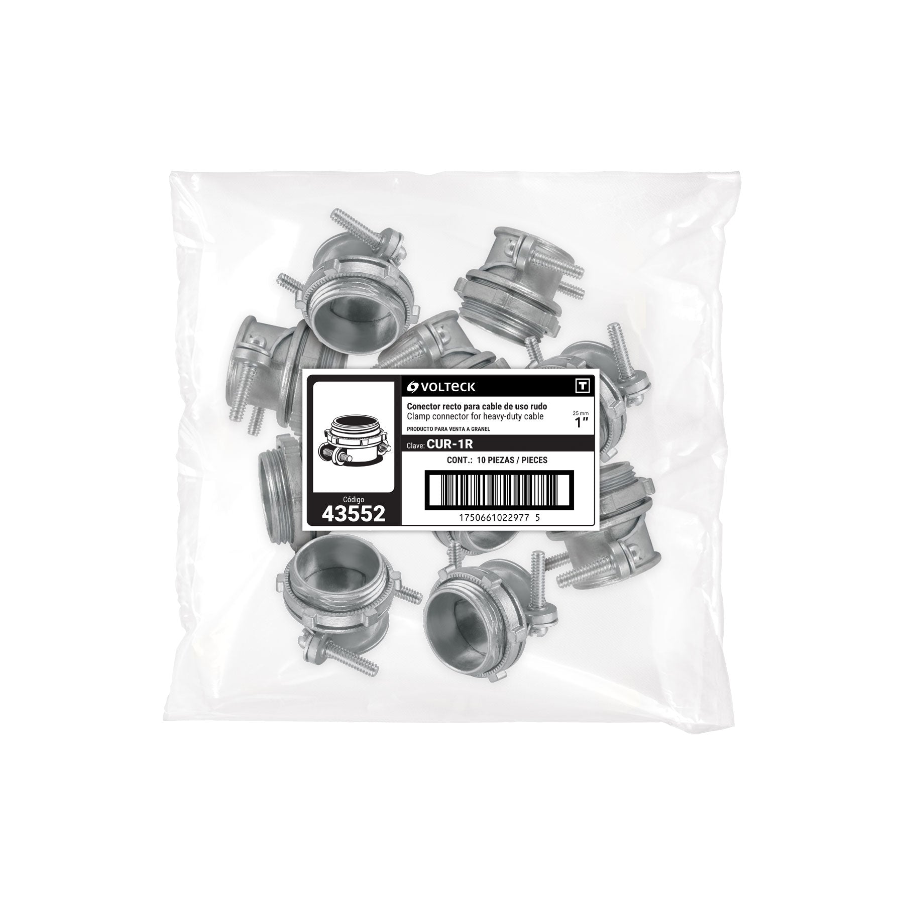 Conector recto 1' para cable de uso rudo, VOLTECK