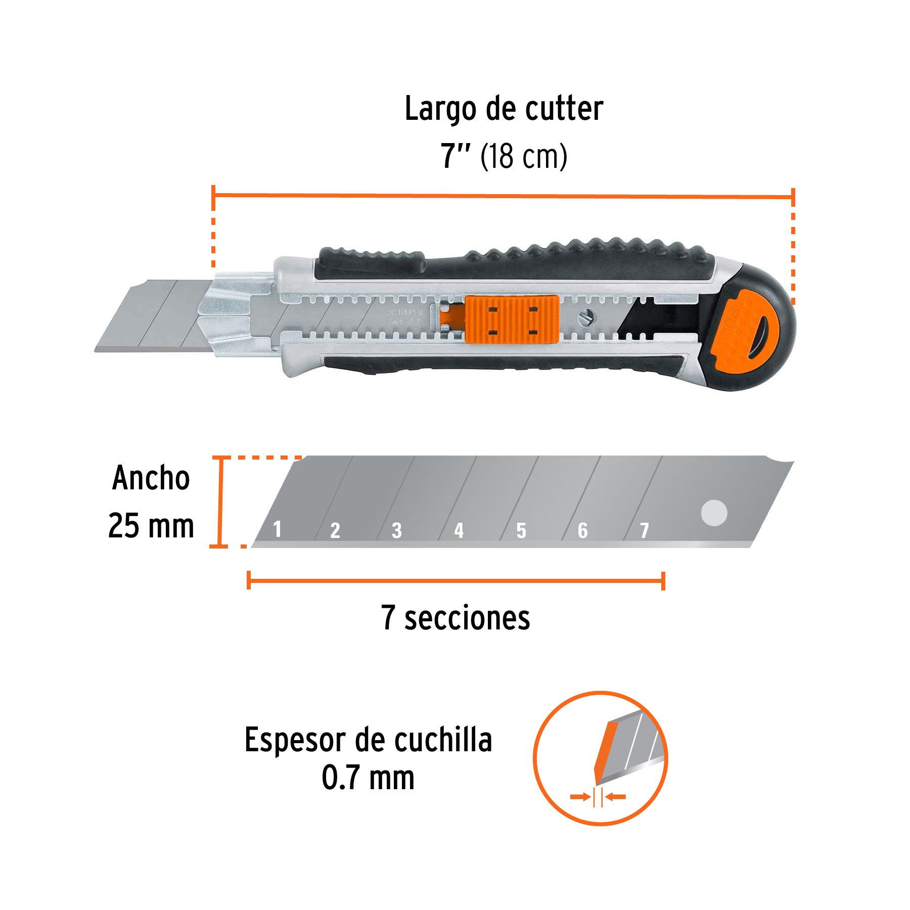 Cutter cuchilla de 25 mm, reforzado