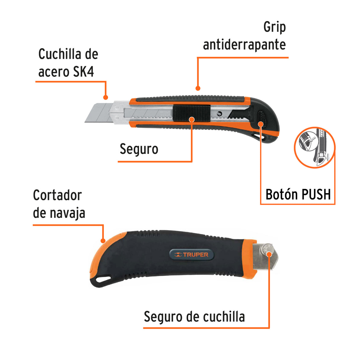 Cutter con grip, cuchilla de 25 mm