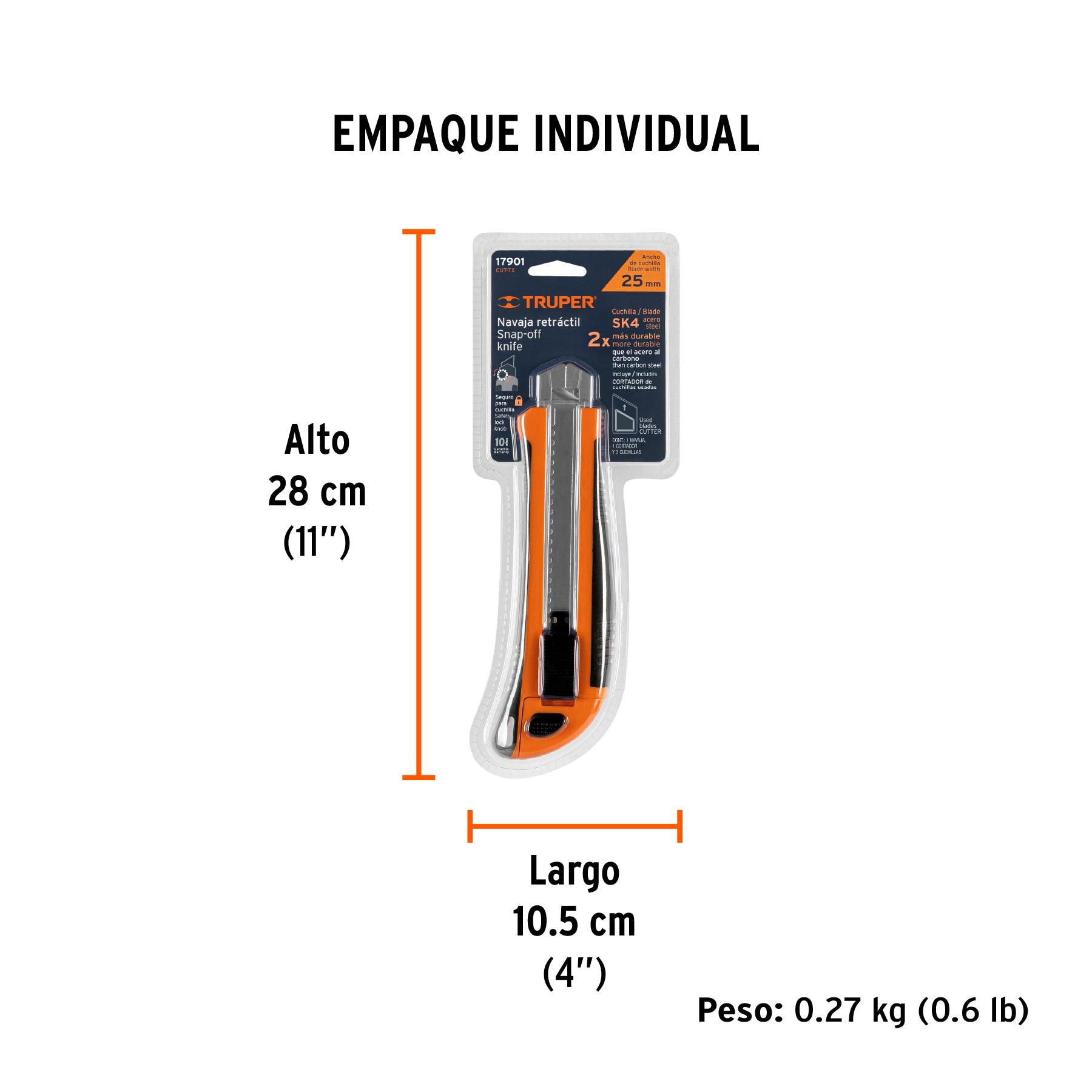 Cutter con grip, cuchilla de 25 mm