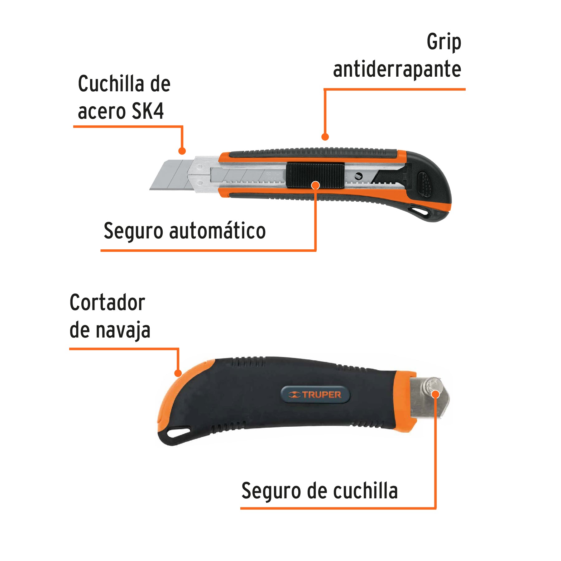 Cutter con grip, cuchilla de 25 mm