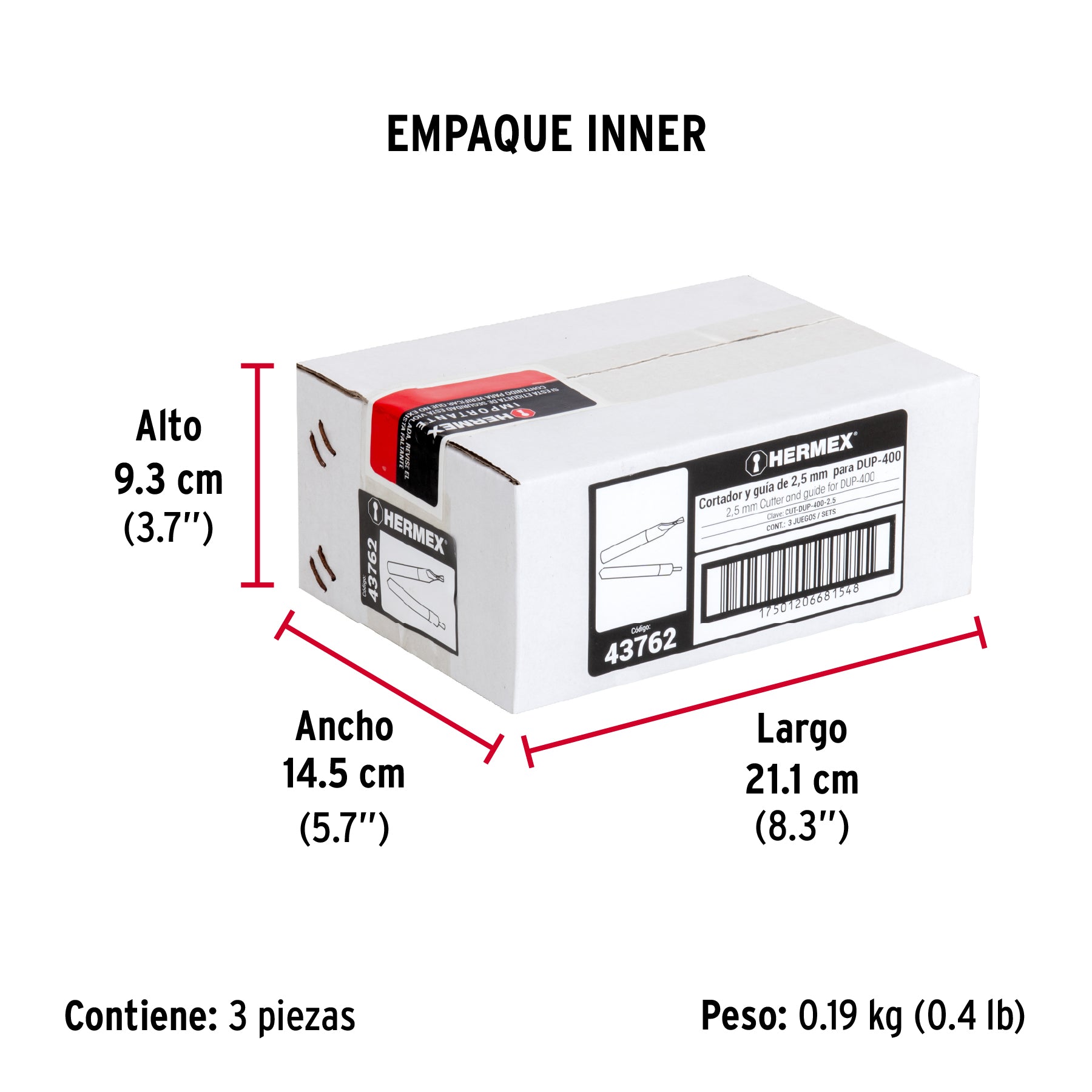 Cortador y guia para DUP-4002.5 mm