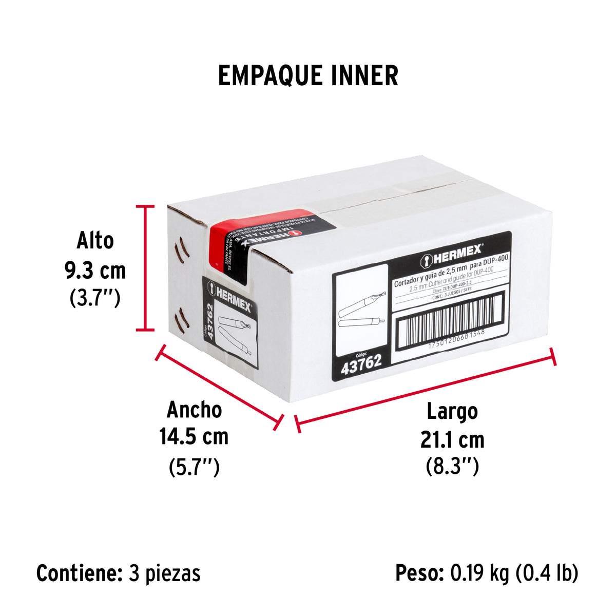 Cortador y guia para DUP-4002.5 mm