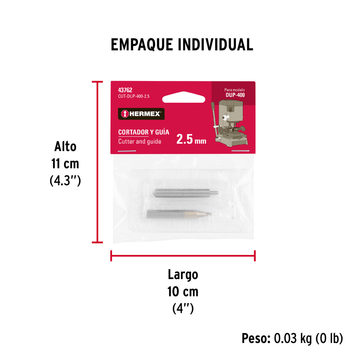 Cortador y guia para DUP-4002.5 mm