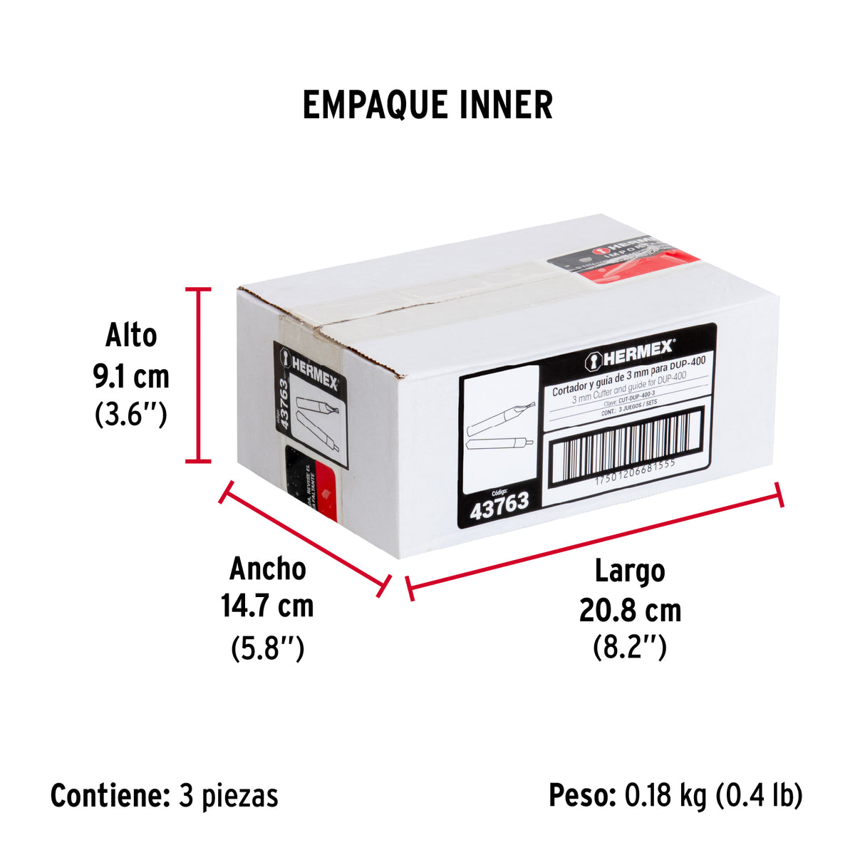 Cortador y guia para DUP-400 3 mm