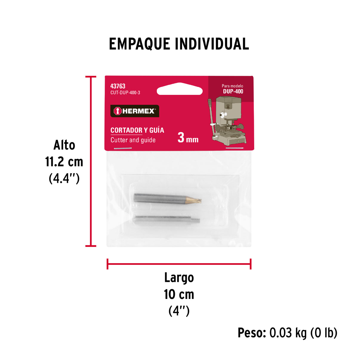 Cortador y guia para DUP-400 3 mm
