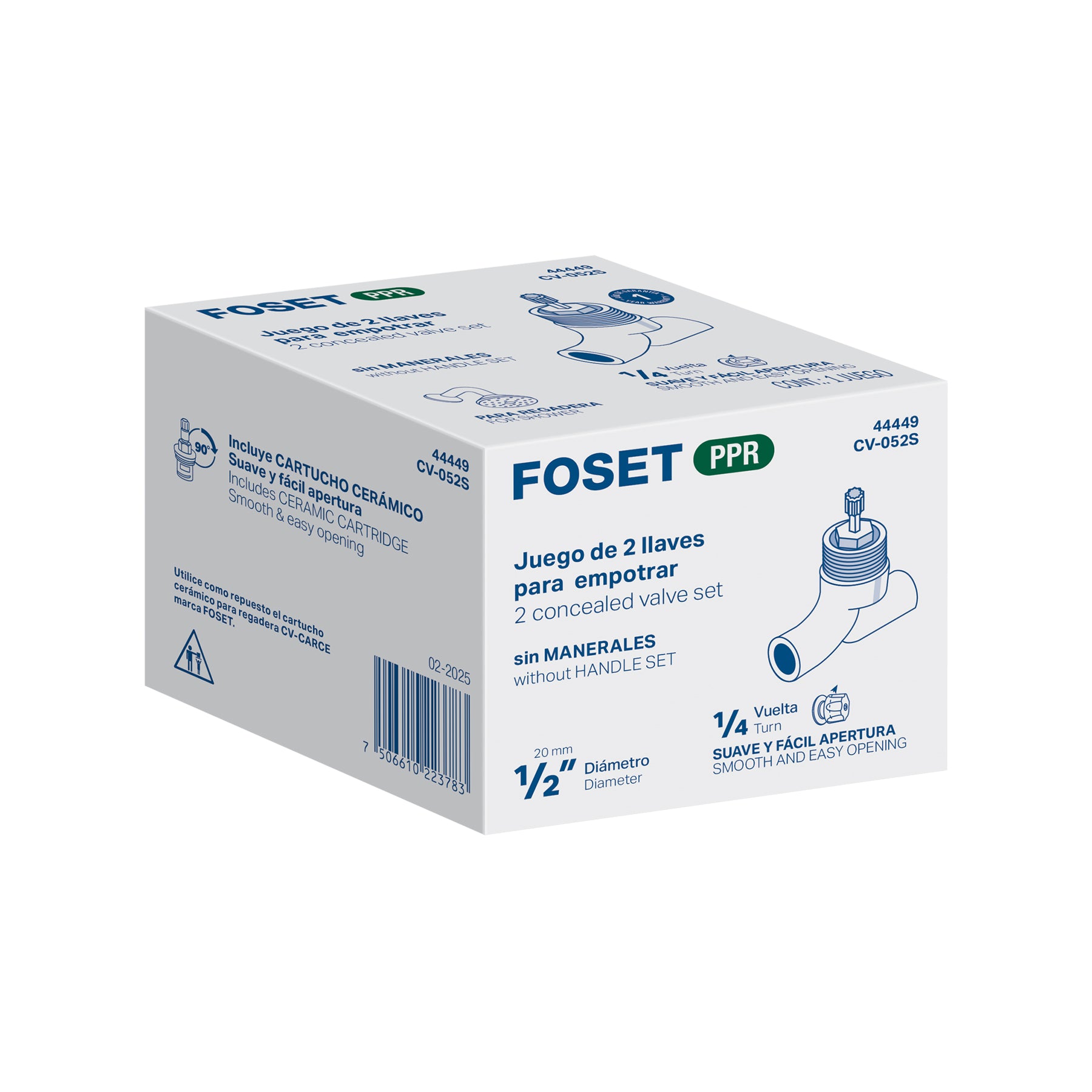 Juego de 2 llaves de empotrar PPR 1/2' sin manerales, FOSET