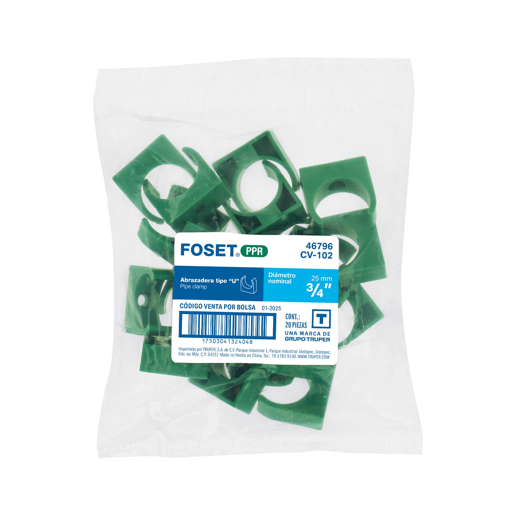 Abrazadera PPR, 3/4', tipo U, Foset