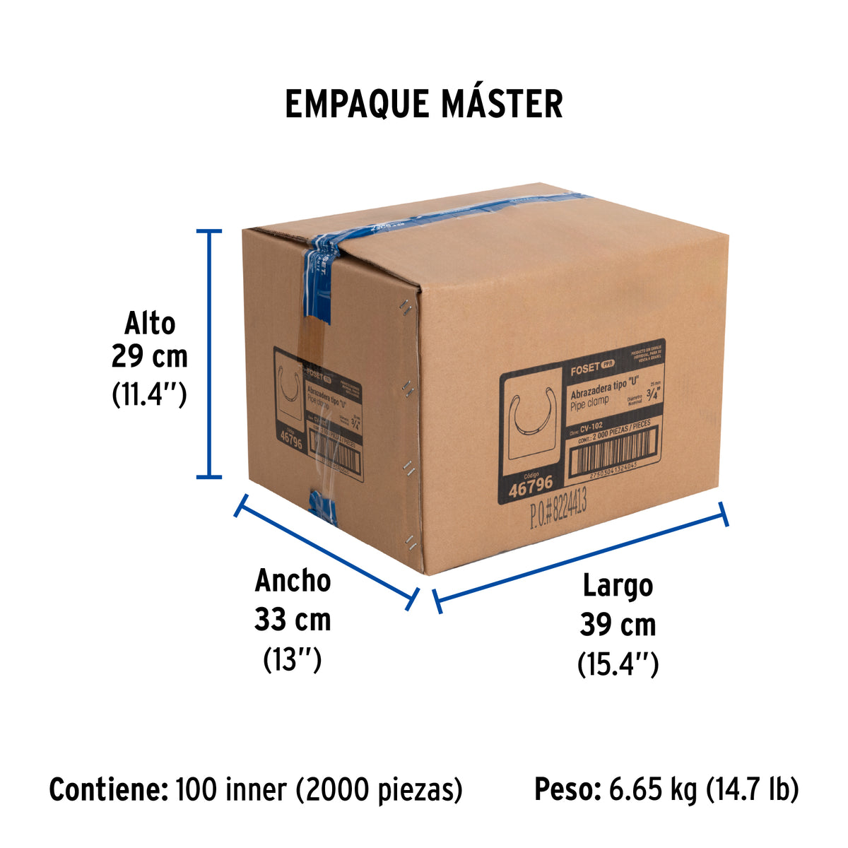 Abrazadera PPR, 3/4', tipo U, Foset