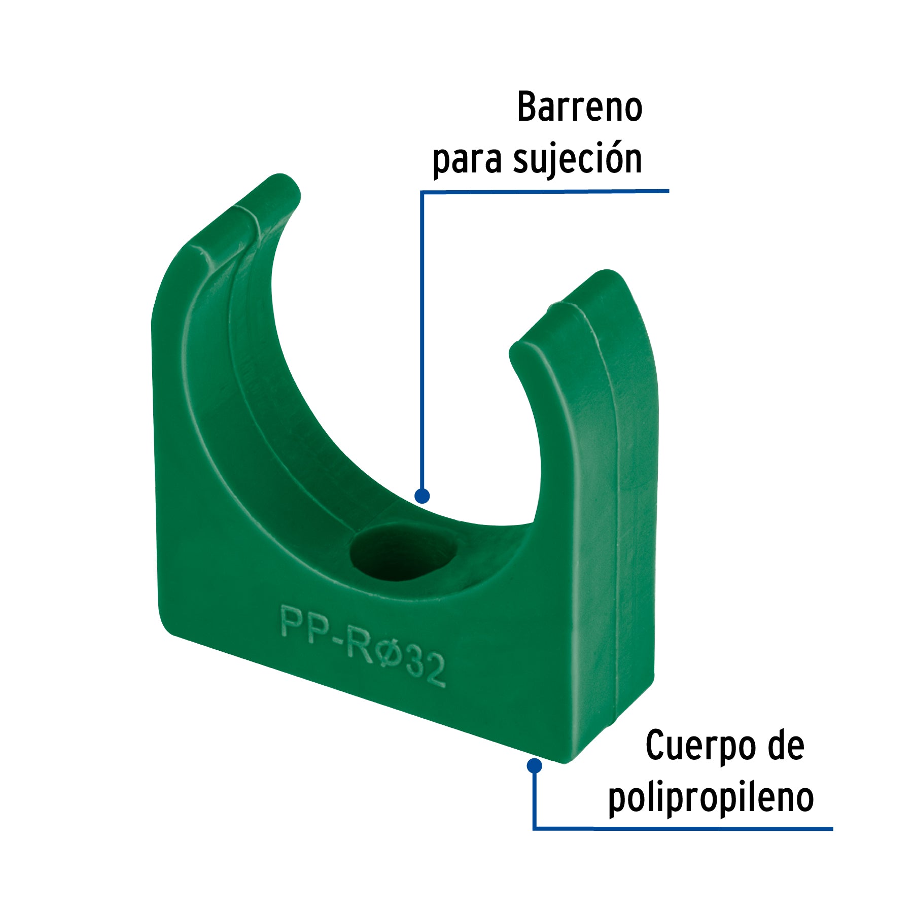 Abrazadera PPR, 1', tipo U, Foset