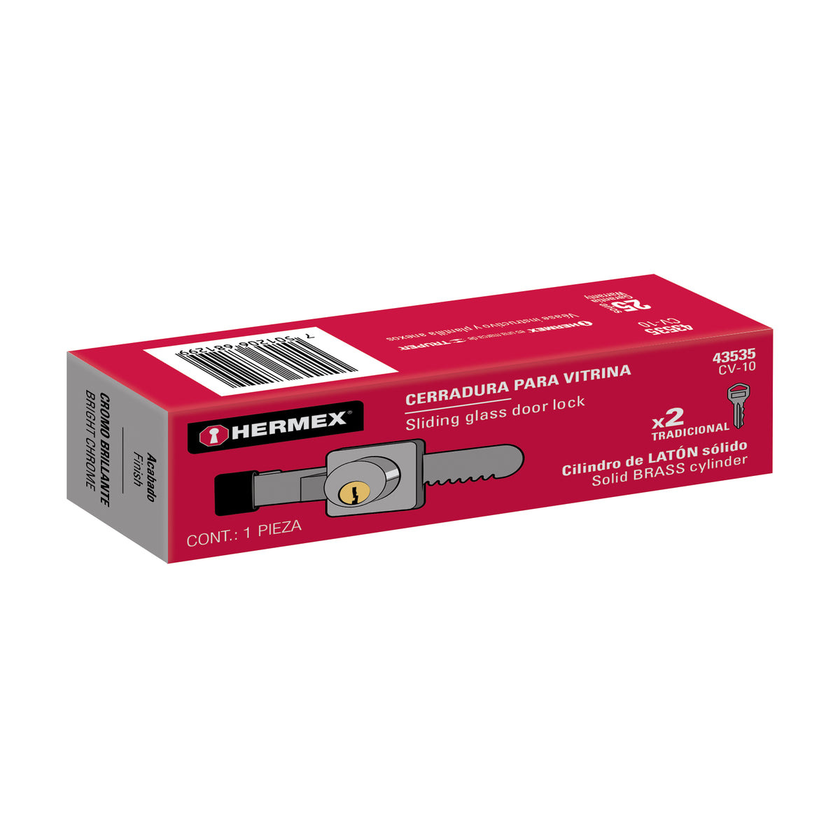 Cerradura para vitrina, modelo 10
